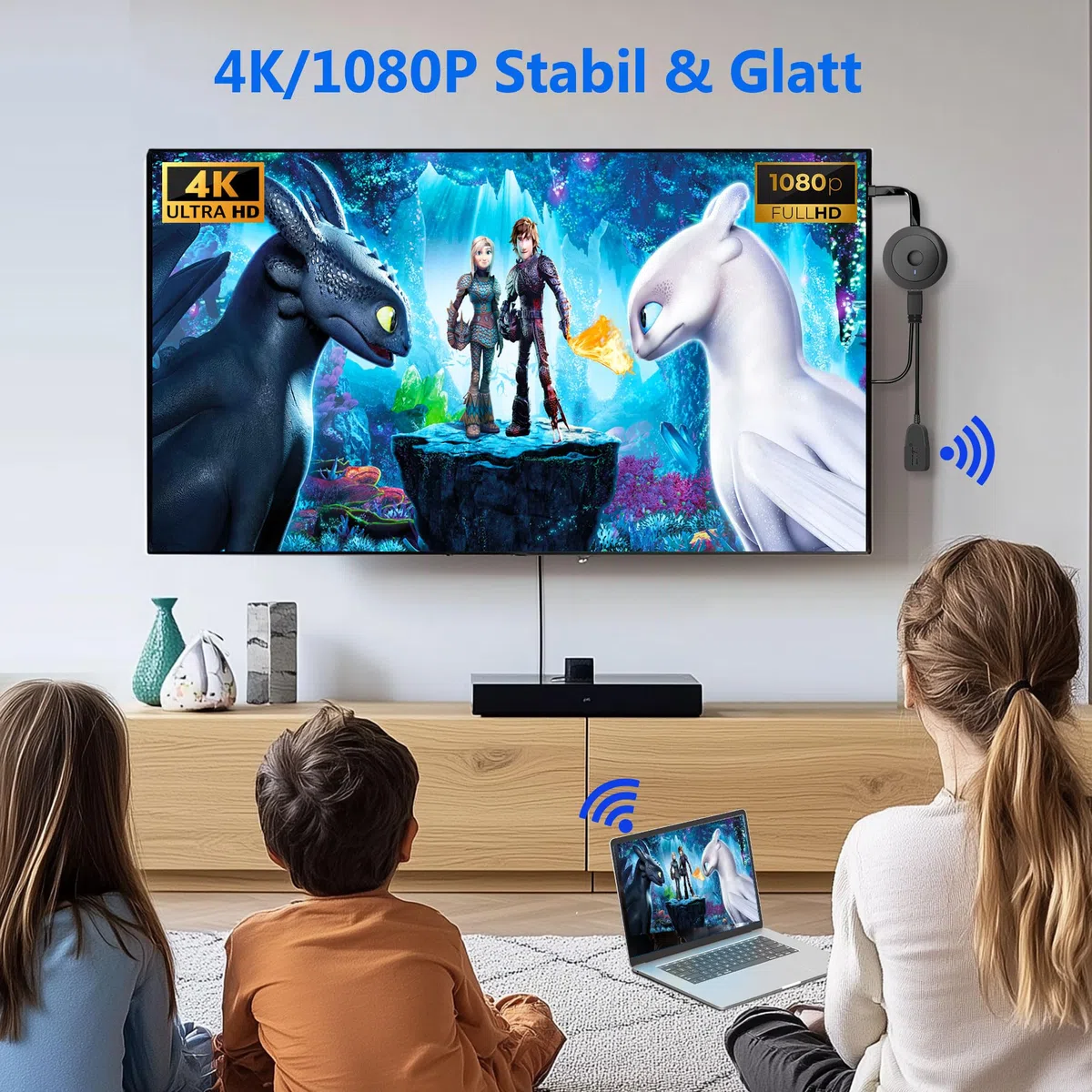 Wireless HDMI Adapter für TV, SOCLLLife Wireless HDMI Dongle, Miracast Dongle,Kabellos HiFi Adapter von Android/OS/Windows/Mac OS Laptop,Tablet, to PC/TV/Monitor/Projektor, Miracast/Airplay/DLNA 16"