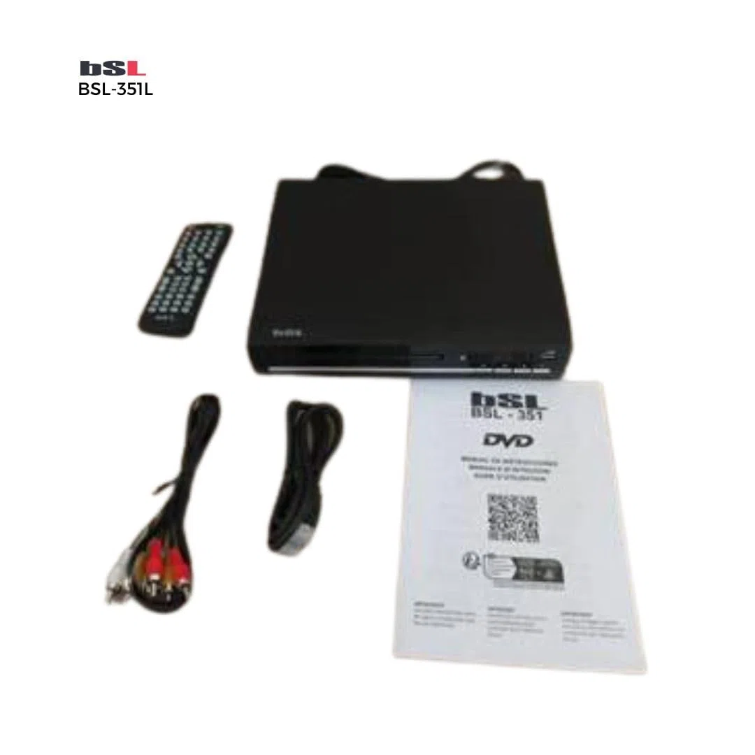 DVD-Player BSL-351L für TV, DVD/CD/MP3 mit USB-Anschluss, Media-Player, Ausgänge: HDMI (Kabel im Lieferumfang enthalten), EUROCONECTOR (SCART) und AV (AV-Kabel im Lieferumfang enthalten