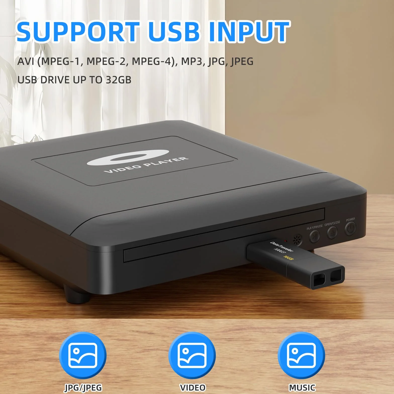 Mini HD DVD Player mit HDMI,1080P Region Free DVD Player für Smart TV, HDMI/RCA Ausgangskabel inklusive, Geringeres Rauschen, Eingebautes PAL/NTSC, CD Player für Zuhause