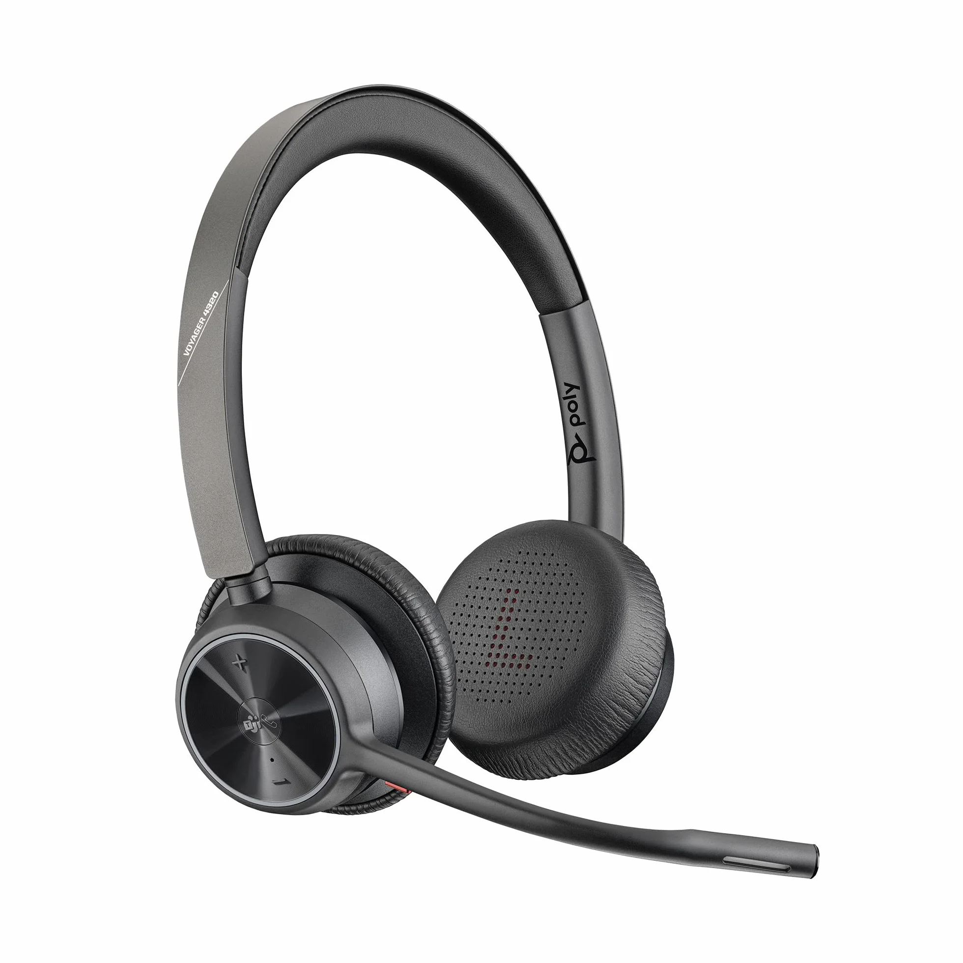 Poly Voyager 4320 UC schnurloses Headset, Stereo-Kopfhörer mit Noise Cancelling-Mikrofonarm, Verbindung mit PC/Mac/Mobiltelefon über Bluetooth, Kompatibel mit Teams (zertifiziert), Zoom und andere