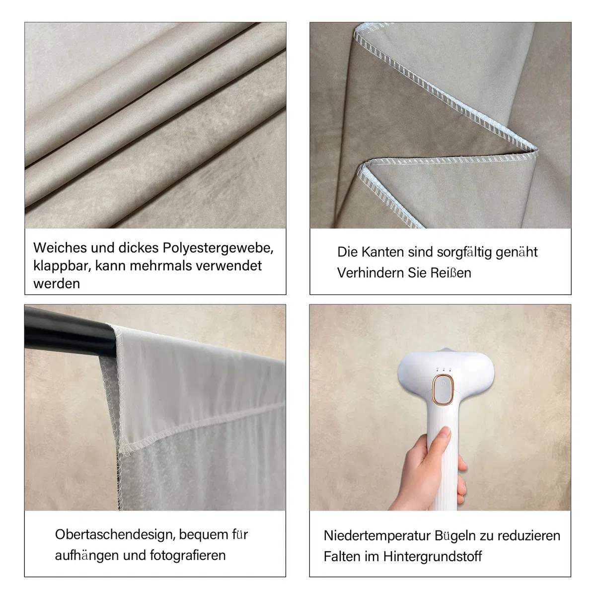 Abstrakter Fotohintergrund Stoff 243x300 cm Groß und Dick Polyester Hintergrund für Fotostudio Portrait Produktfotografie Beige