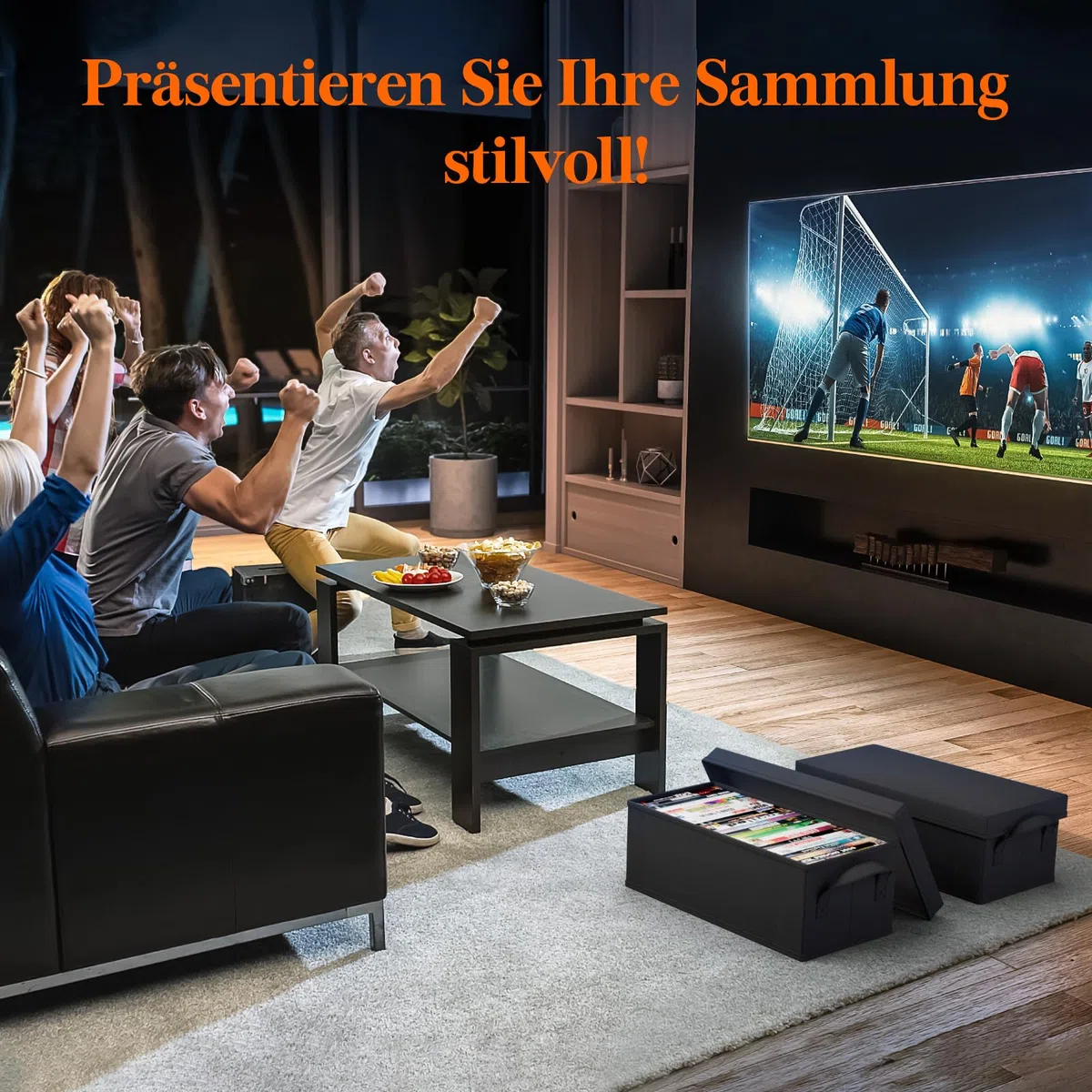 Lifewit DVD Aufbewahrungsbox, Stapelbarer DVD Aufbewahrungsbehälter, faltbarer DVD Behälter mit Deckel, fasst bis zu 100 DVDs 25 Stück pro Einheit für Haus und Auto, 40 x 20 x 14,5cm, 4er Pack