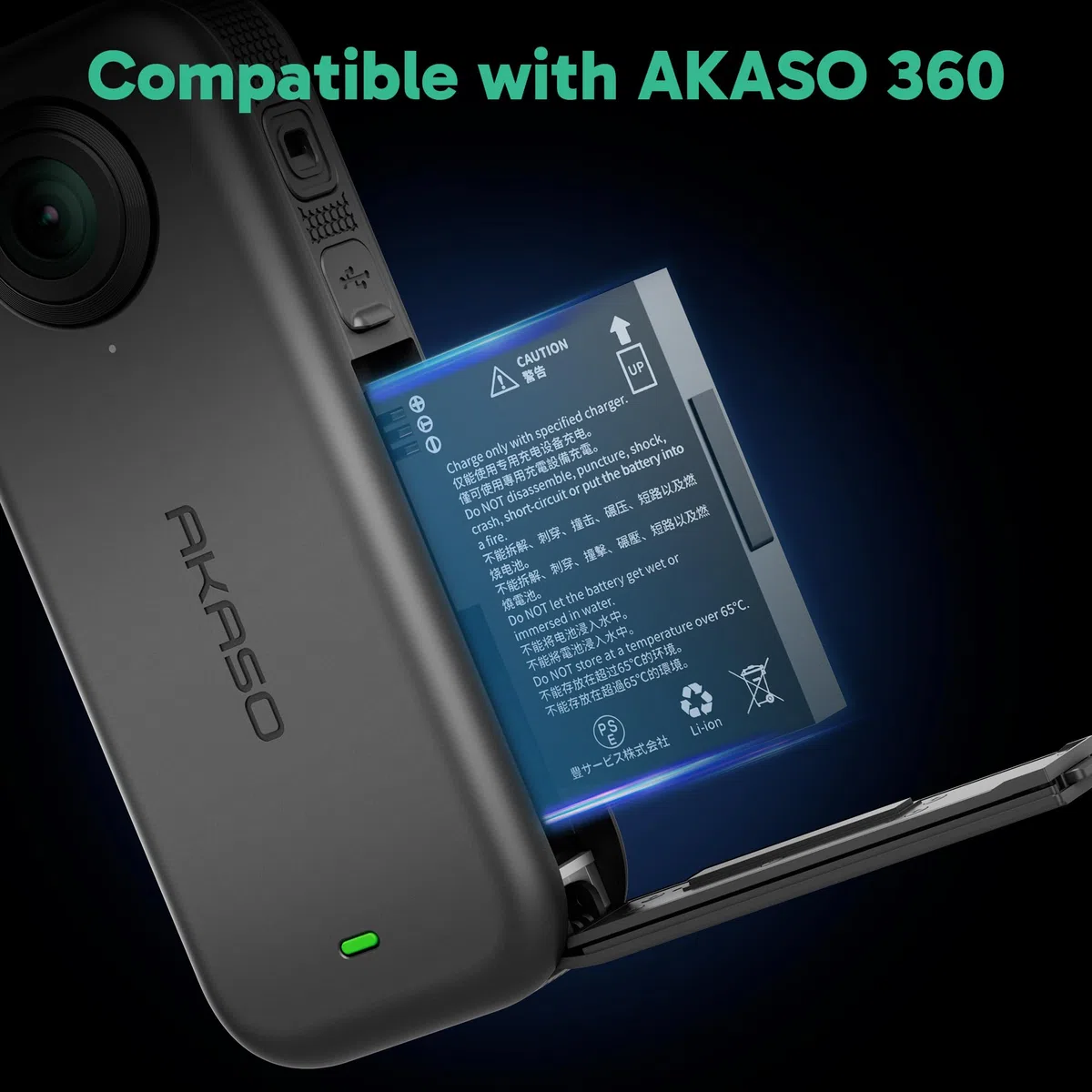 AKASO 360 Grad Kamera Akku und Ladegerät