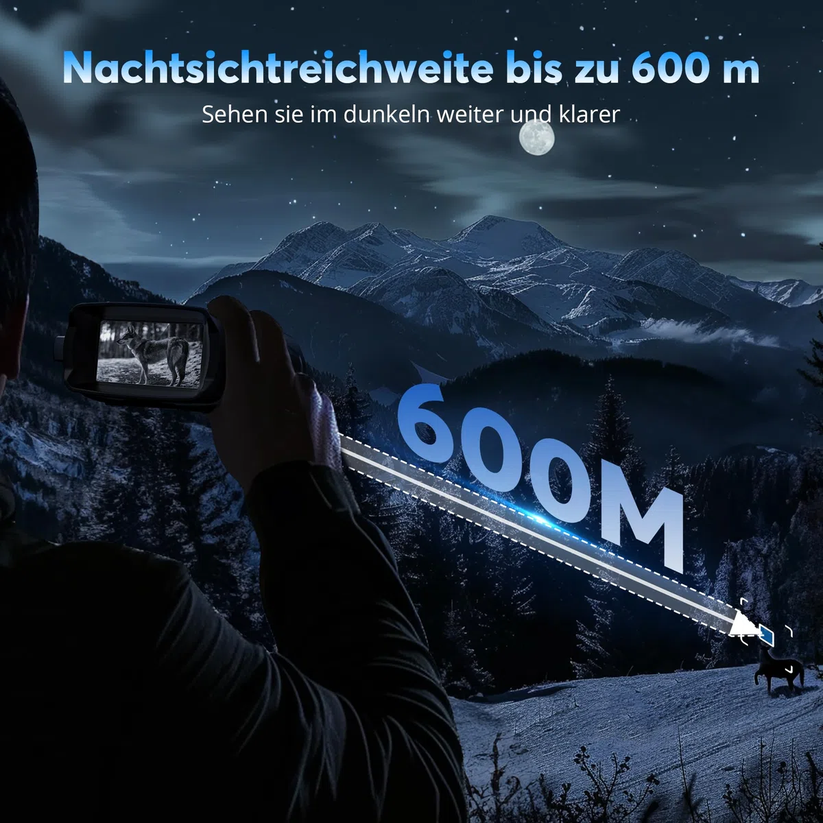 Haokoo Nachtsichtgerät 4K 5000mAh 600M 8X Digitaler Zoom Infrarot IP65 für Jagd Camping