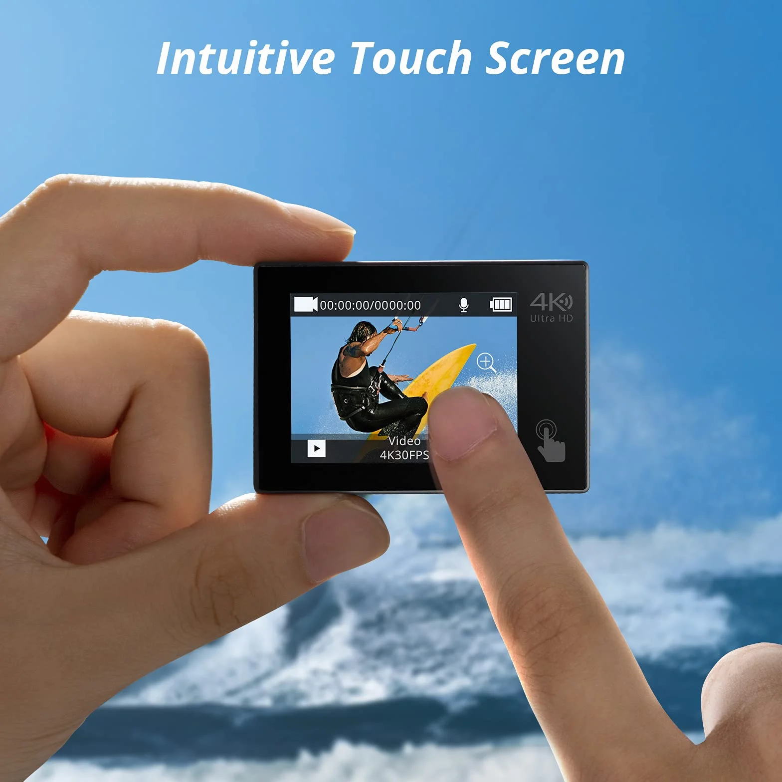 AKASO Brave 4 Pro Action Cam 4K 30FPS 20MP 128GB U3 Speicherkarte 40M Unterwasserkamera Ultra HD Touchscreen 170° Weitwinkel EIS Stabilisierung 5X Zoom 2.4G Fernbedienung 2 Akkus 1350mAh