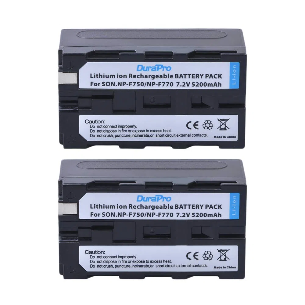 DuraPro 2 x 5200 mAh NP-F750 NP-770 Akku + LED Dual Bulit-in USB-Ladegerät mit Typ-C-Anschluss für Sony NP-F330 NP-F550 NP-F570 NP-F750 NP-F770 NP-F960 NP-F970 CCD-SC5 CCD-TRV DCR-TRV Serie Camcorder