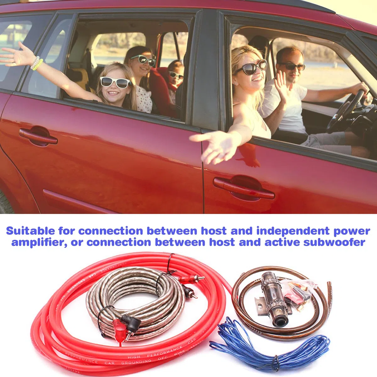 7Pcs Kfz Verstärker Kabelsatz, 4GA Subwoofer Kabel Set mit Sicherung, 5m Endstufe Kabel Set & Installations-Set für Verstärker und Subwoofer, Car Audio Wire HiFi-System Kfz