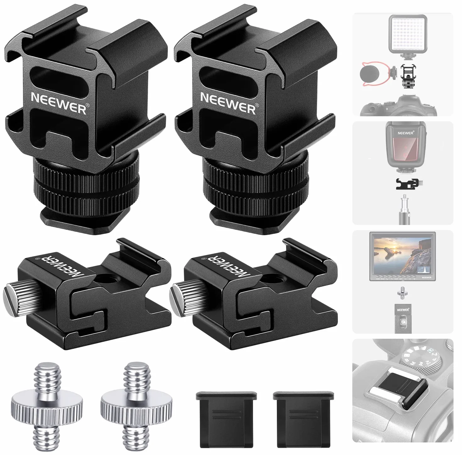 NEEWER 8 PCs Hot Shoe Mount Adapter Kit, inklusive Triple Cold Shoe Mount, 1/4" Schraube, Blitzstativhalterung und Hot Shoe Cover für DSLR Kameras, LED Leuchten, Mikrofon, Lichtständer, Monitor
