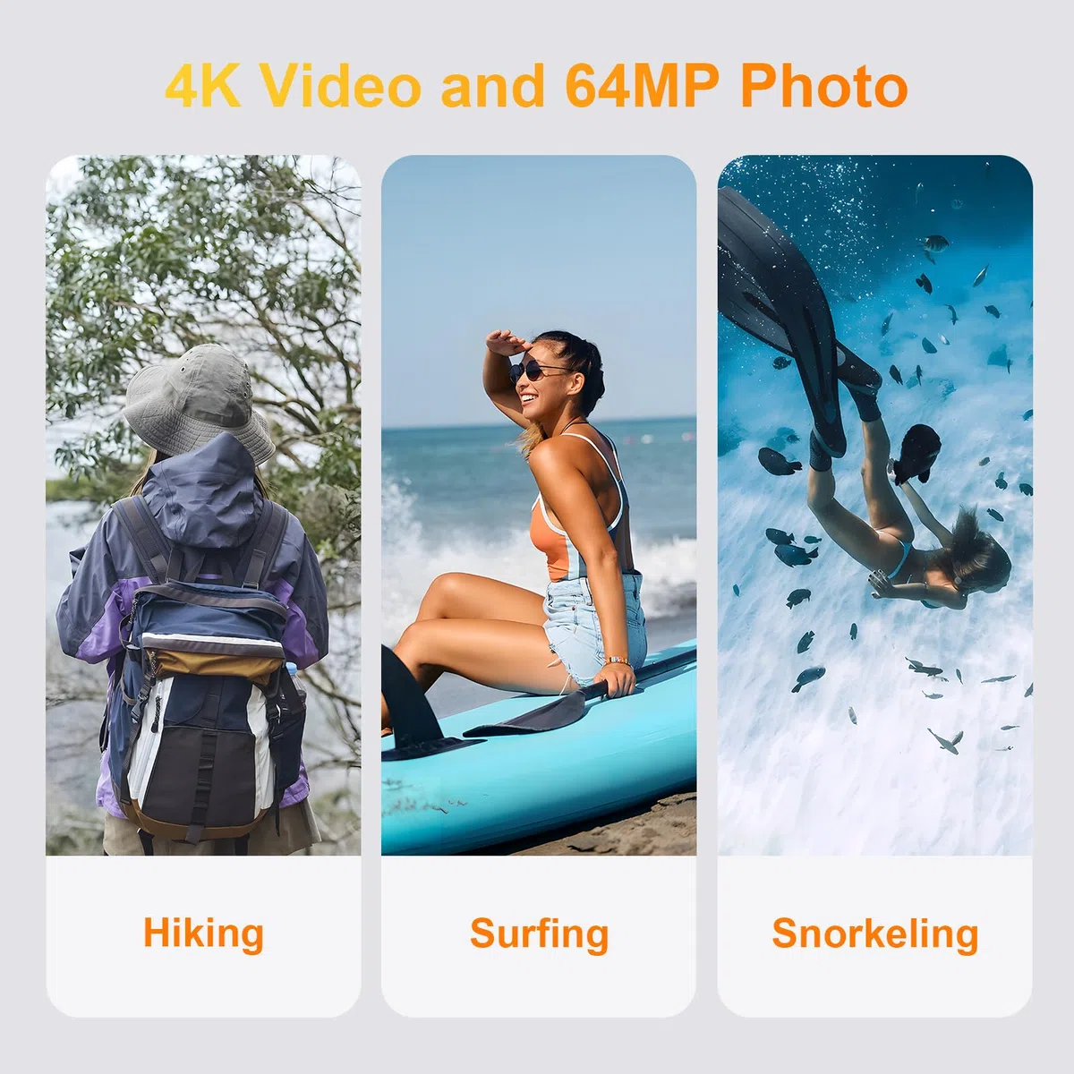 Unterwasserkamera, ZANTEEY 4K Digitalkamera wasserdichte, wasserdichte Kamera 64MP 33FT wasserdicht staubgeschützt schwimmfähig mit Autofokus Digitalkamera 1500-mAh-Akku