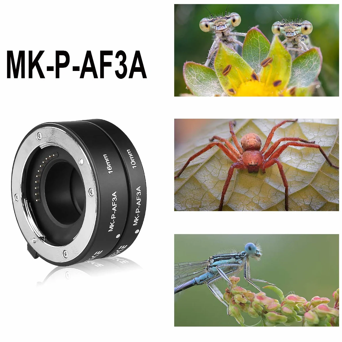 Meike MK-P-AF3A Metall-Autofokus-Verlängerungsrohr für Olympus Panasonic Micro Four Thirds M4/3 Systemkamera-Objektive (10mm+16mm)