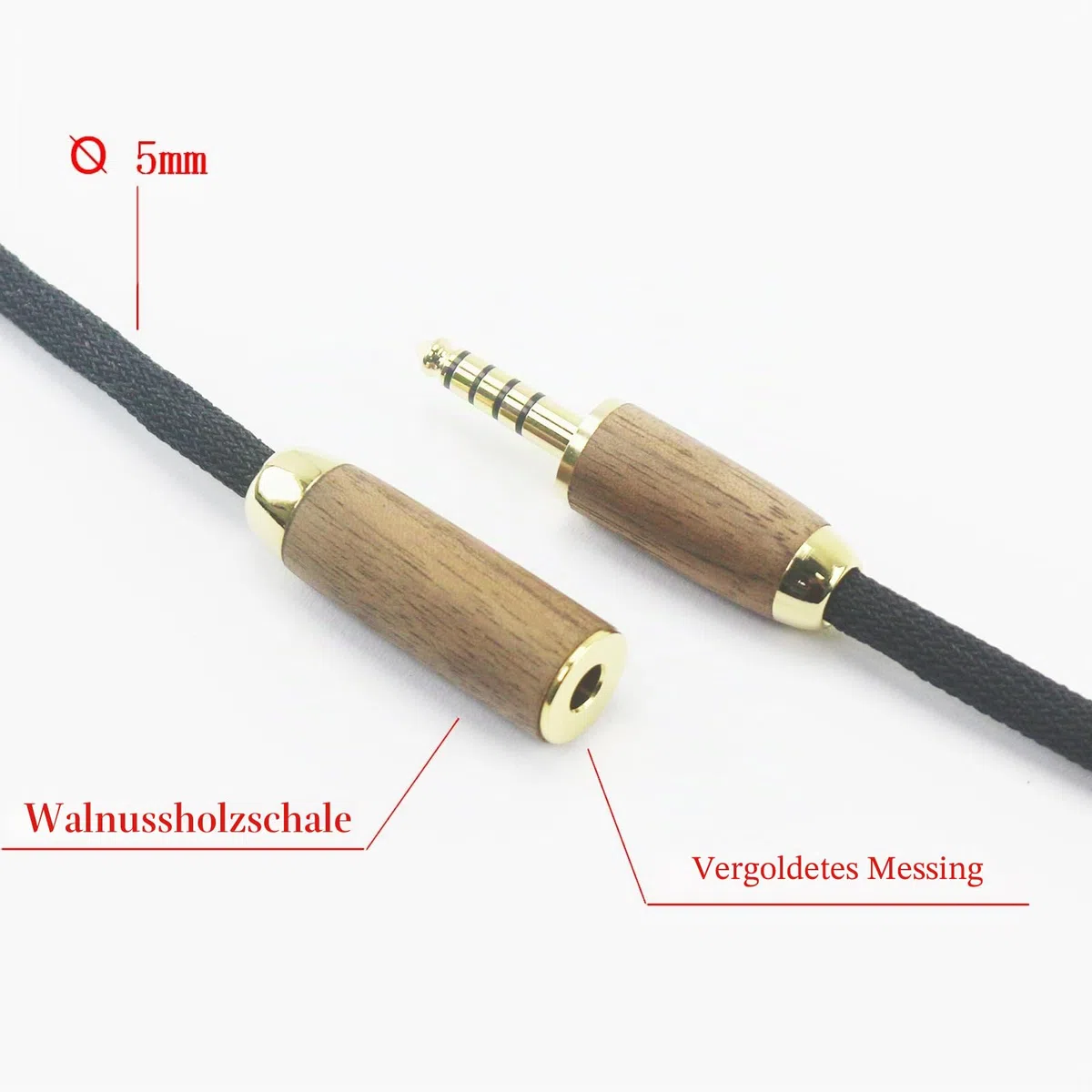 ABLET 4,4 mm symmetrischer Stecker auf 4,4 mm symmetrische Buchse, Kopfhörer-Audio-Adapterkabel, Stecker auf Buchse, Verlängerungskabel, 7N OCC, Kupfer, einzelner Kristall, versilberter Draht