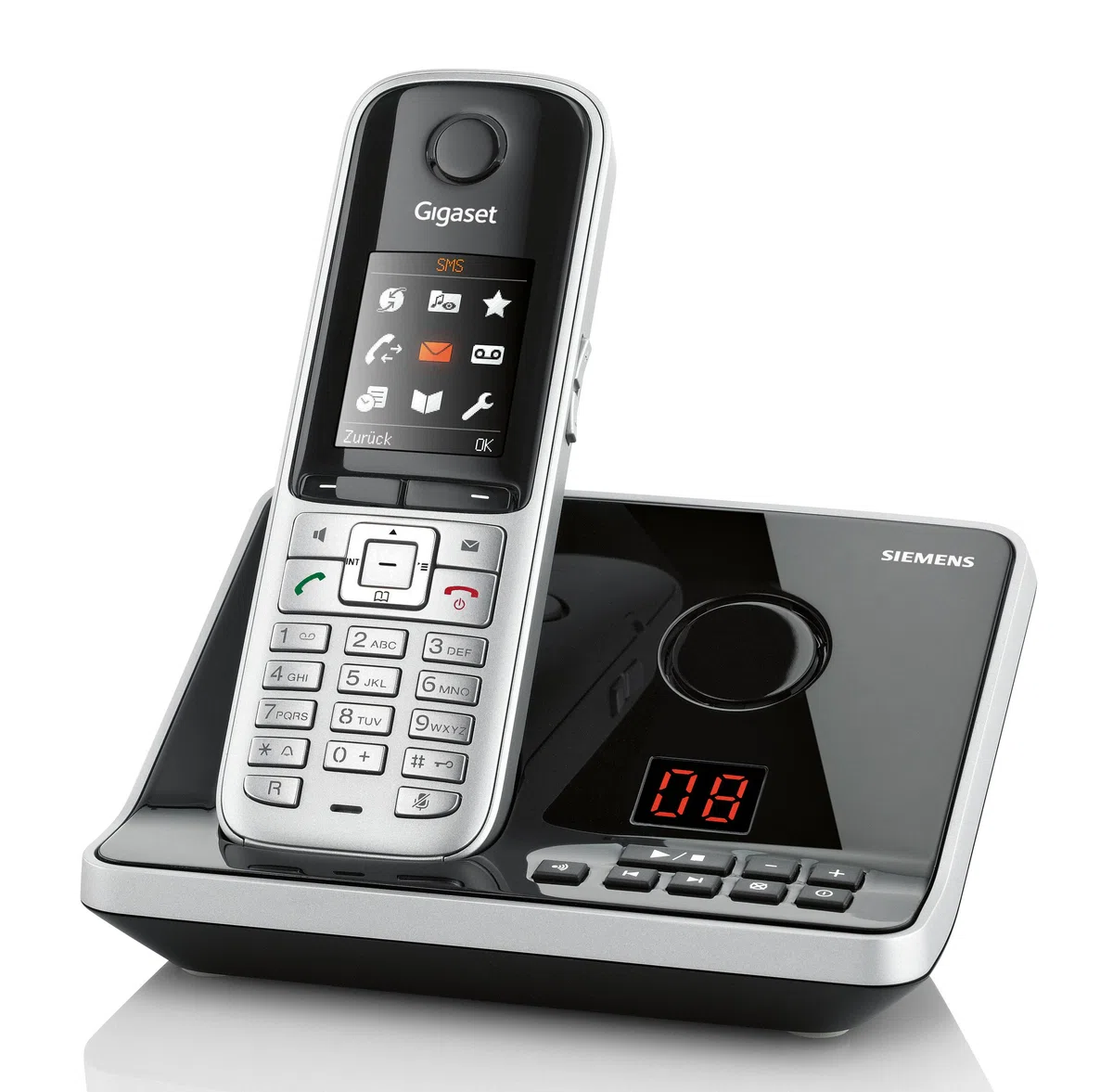 Gigaset SX795 ISDN Schnurlostelefon (4.32 cm (1.8 Zoll) TFT-Farbdisplay, Freisprechfunktion, 3-fach Anrufbeantworter) stahlgrau