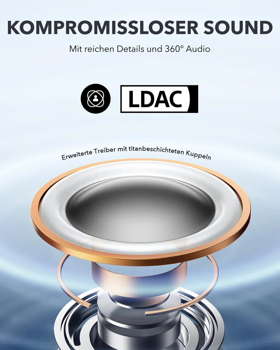 soundcore by Anker AeroFit Pro Open-Ear Kopfhörer, Ultra leicht, Bequem, Ergonomisches Design, Intensiver Sound LDAC, Bluetooth 5.3, IPX5 Wasserschutz, 46h Akku, App, Kabellos