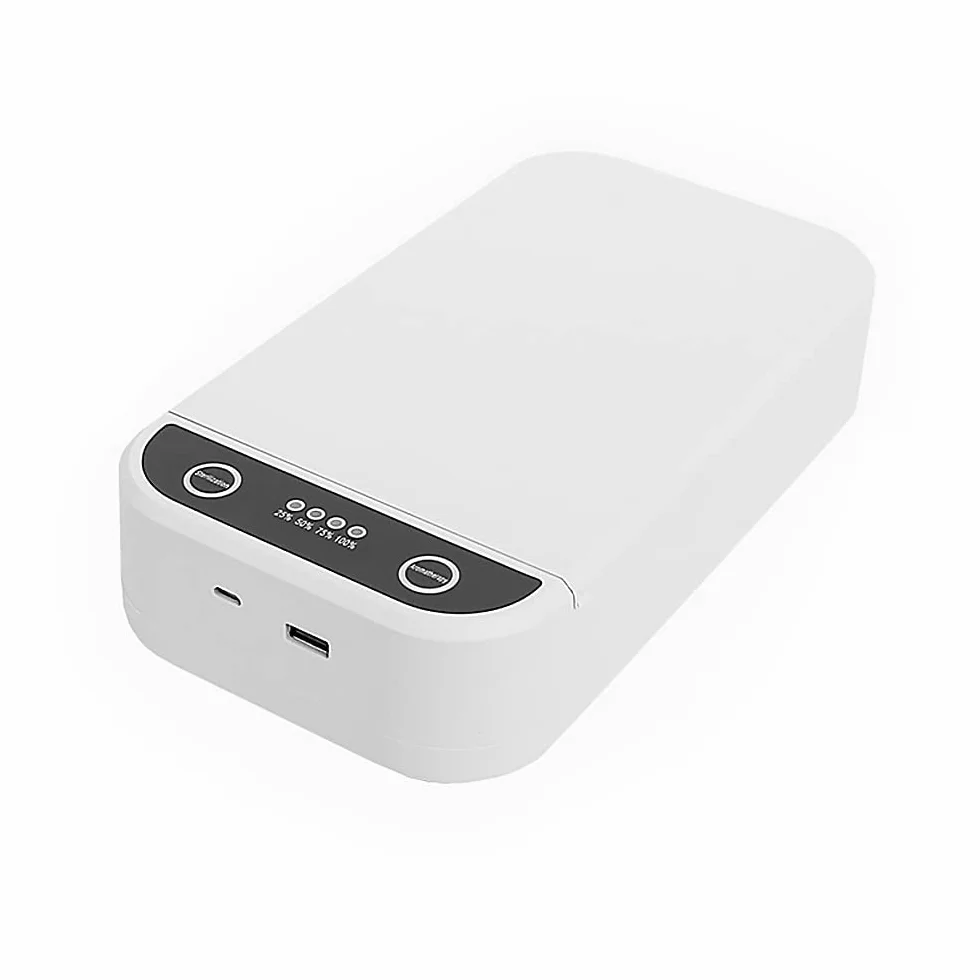 TopHomer UV Licht Desinfektionsmittel Box, Multifunktionale Handy Schlüssel Maske Reinigungsbox, Aromatherapie Funktion, USB Aufladen, Weiß