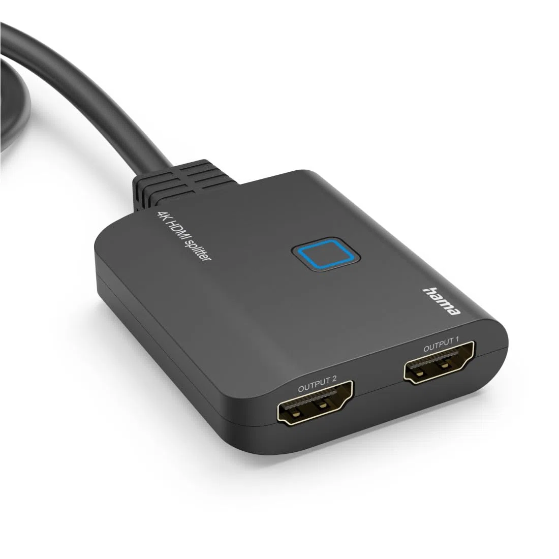 Hama HDMI Splitter 4K 1 In 2 Out (4K@30Hz, Adapter zur Übertragung eines HDMI-Signals auf 2 Ausgabegeräte, z. B. Beamer, Bildschirm oder 2 Monitore gleichzeitig, 60 cm) schwarz