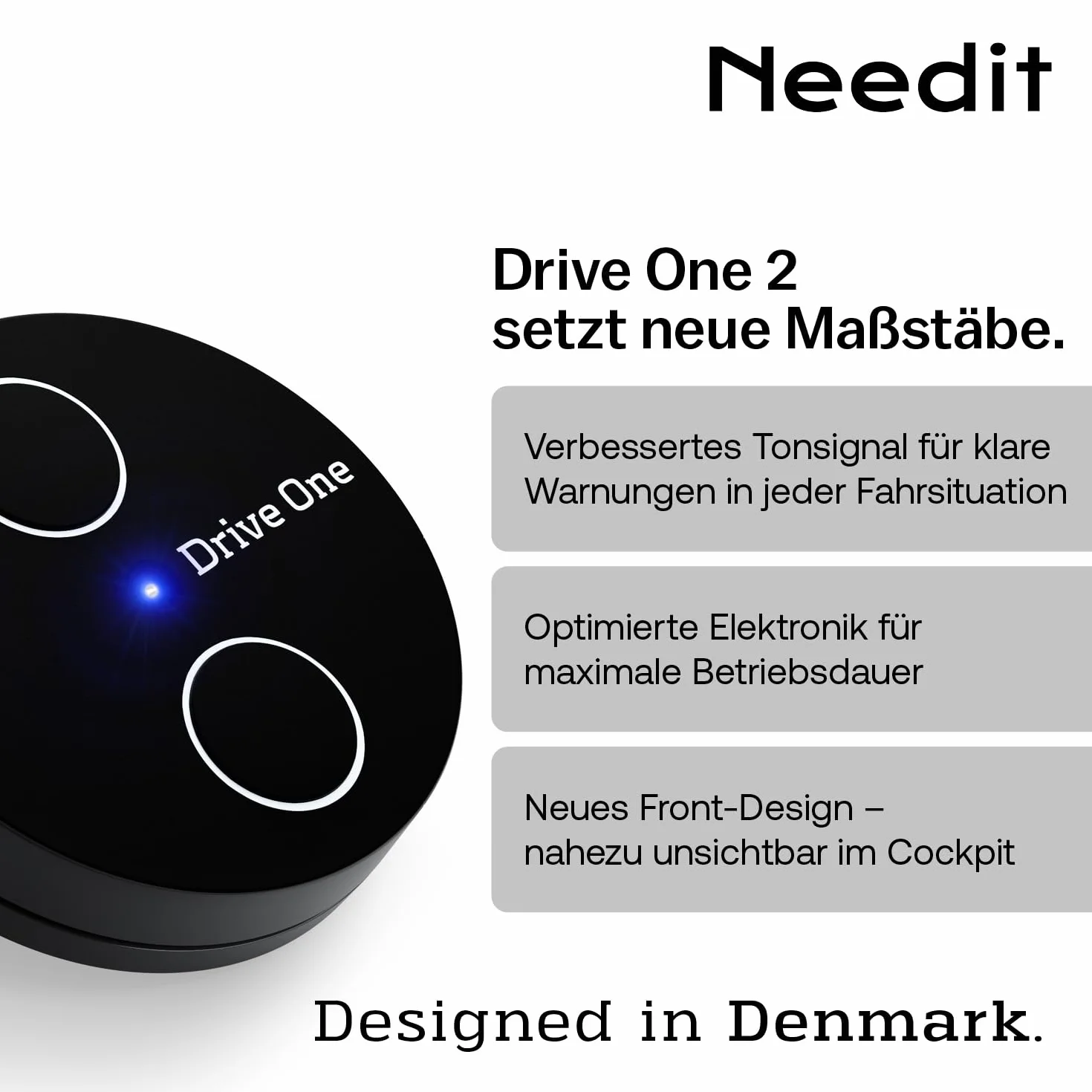 Needit Drive One 2 Verkehrswarner [Neues Modell 2026] I Warnt vor Kontrollen und Gefahren im Straßenverkehr I LED Anzeige automatisch aktiv I Daten von BlitzerApp