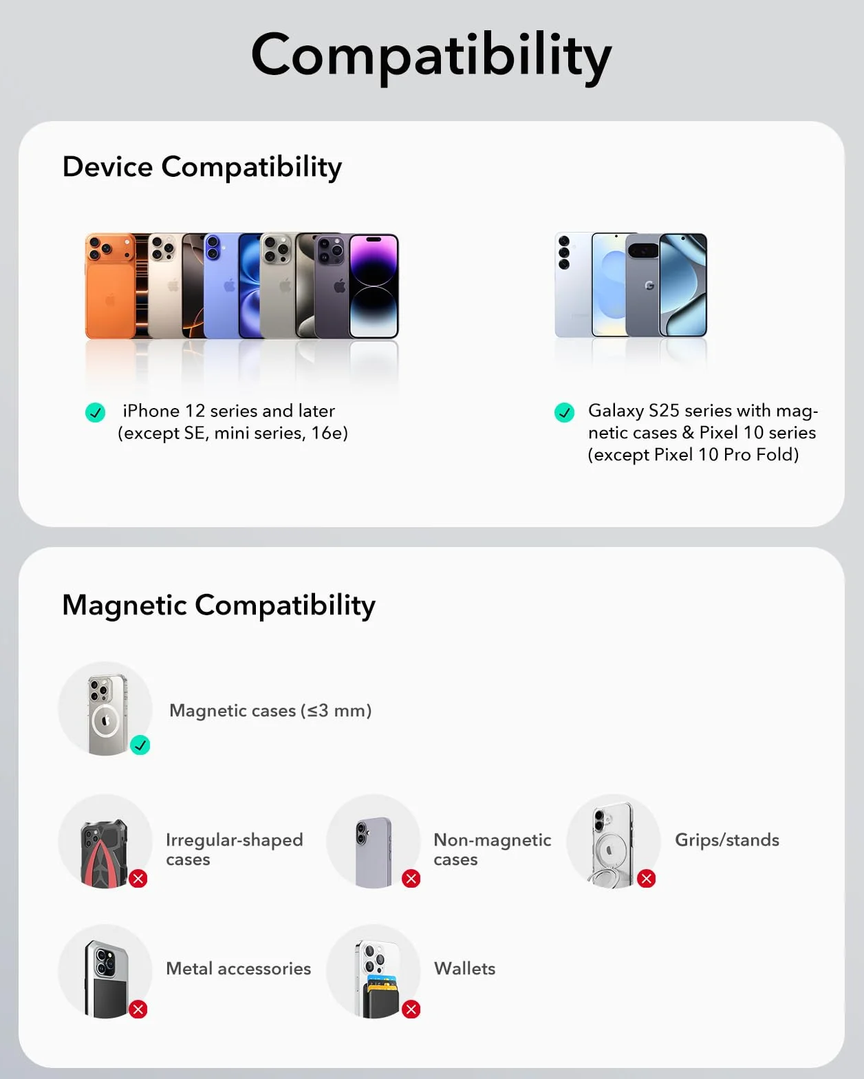 ESR für 15W Magsafe Autohalterung mit Ladefunktion, Lüftung/Armaturenbrett Magnet Autoladegerät, Handyhalterung Auto für iPhone Air/17/17e/16/15/14/13/12, Google Pixel 10, S25/S26, Schnellladung
