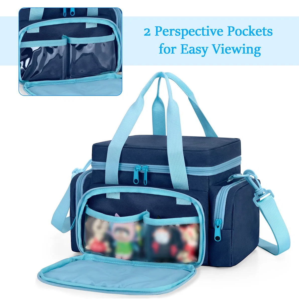 LoDrid Tragetasche kompatibel mit Toniebox 1/2, Aufbewahrungstasche Organizer für Audio-Player-Set und Zubehör mit Griff und Schultergurt, Blau, nur Tasche (patentiertes Design)