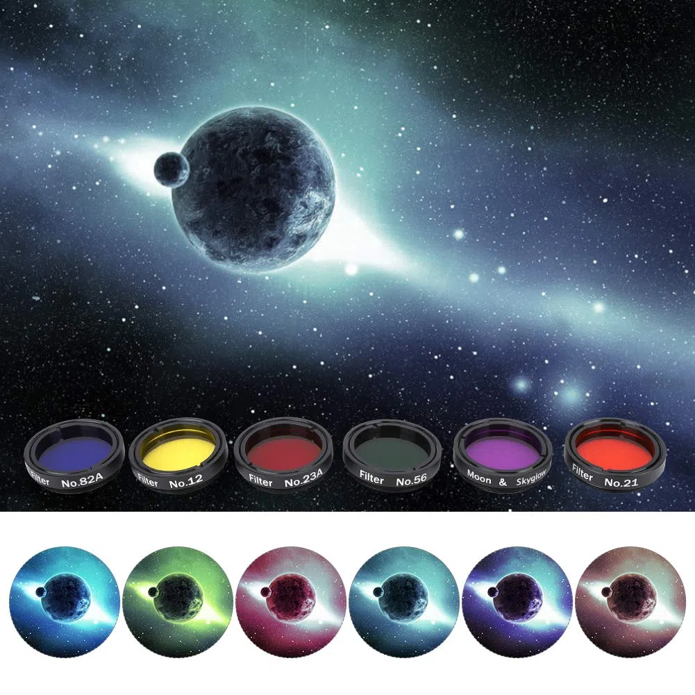 6-Teiliges Farbfilter-Set, 1,25 Zoll für Teleskope mit Aufbewahrungsbox, Mond- Und Planeten-Beobachtung