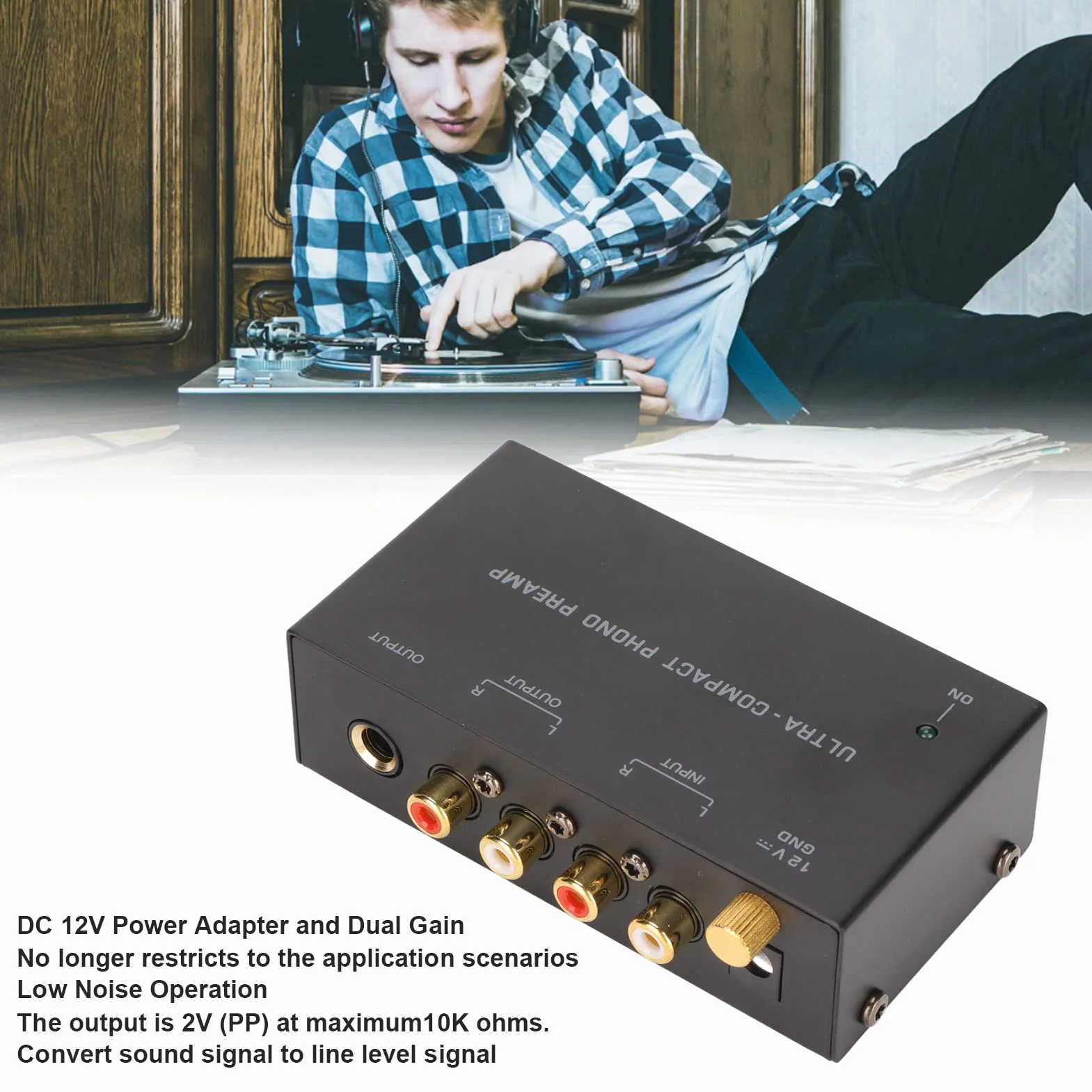 Phono-Plattenspieler-Vorverstärker, Cinch-Eingang, Cinch-Ausgang, Plattenspieler-Vorverstärker, Verstärker, mit Unabhängiger Knopfsteuerung, für Audio-Phonographen(#1)