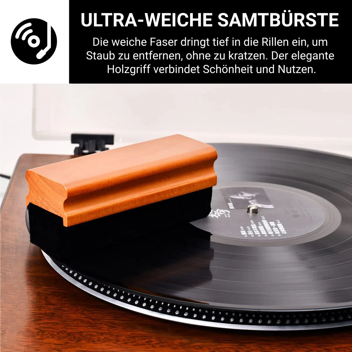 7-teiliges Reinigungsset für Schallplatten, weiche Samtbürste, Mikrofaserbürste, antistatische Flüssigkeit, Etikettenschutz, Luftgebläse, Stylusbürste
