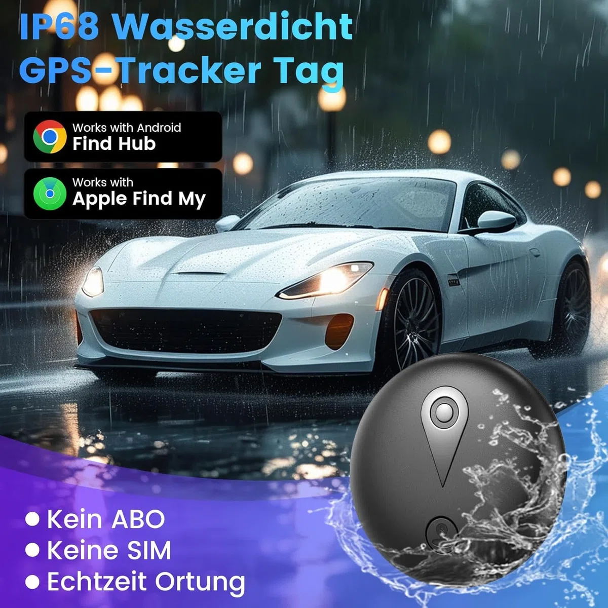 GPS Tracker Auto Ohne ABO - GPS-Tracker Auto für iOS ＆ Android, Smart Tag Magnet Finder Keine monatliche Gebühren, Vehicles Tracker mit Echtzeit-Standortbestimmung Keine ABO