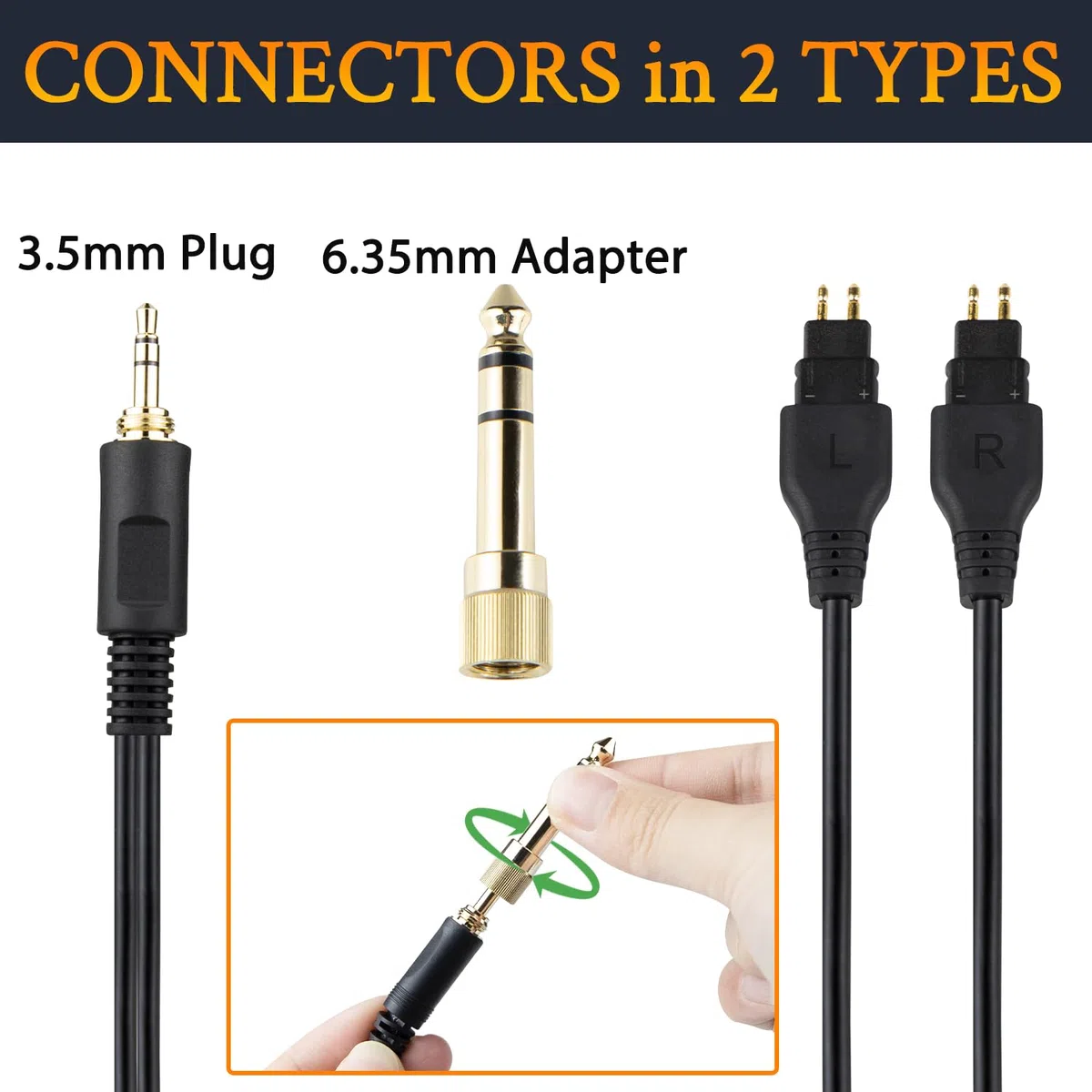 SOULWIT Kopfhörer Kabel für Sennheiser HD660S/HD660S2/HD650/HD600/HD580/HD58X/HD565/HD545/HD535/HD525/HD265, Verlängerungskabel (6N OCC-Kupfer) mit 3,5mm Stecker, 6,35mm Adapter–PVC (1,2m/4 ft)