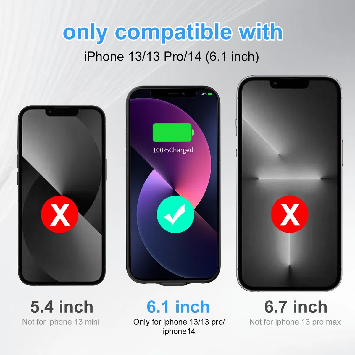 Akkuhülle für iPhone 13/13Pro/14, 13800 mAh Ultradünne Schutzhülle Ladehülle