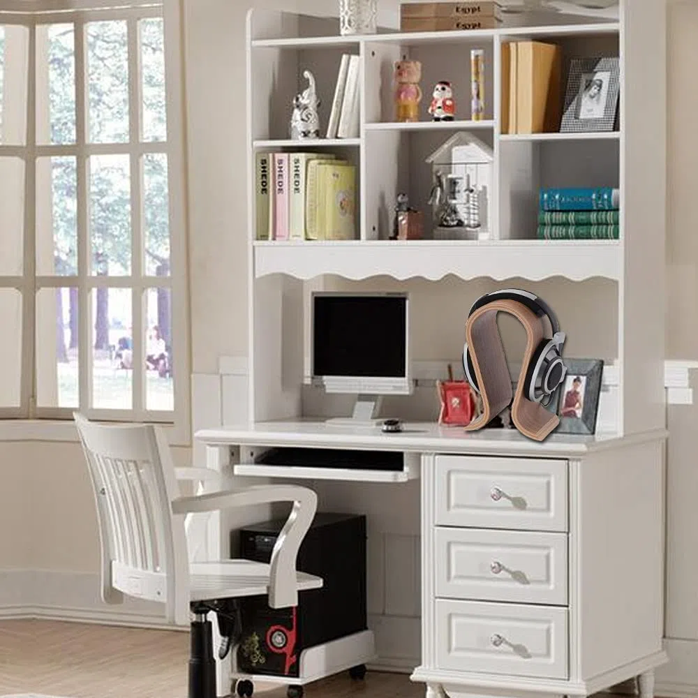 Kopfhörerhalter Holz, Kopfhörer Ständer, Kopfhörer Halter, U Form, Walnussholz, Universal, Umweltfreundlich, Dauerhaft, rutschfest, für Zuhause, Büro, Studie (Braun)