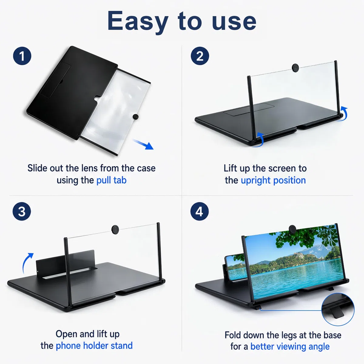 18 Zoll Bildschirmlupe für Handy, Handy Bildschirmlupe, 3D HD Handy Vergrößerungs Bildschirm, Bildschirm Lupe Handy, Ideal zum Anschauen von Fußballspielen und zum Zocken