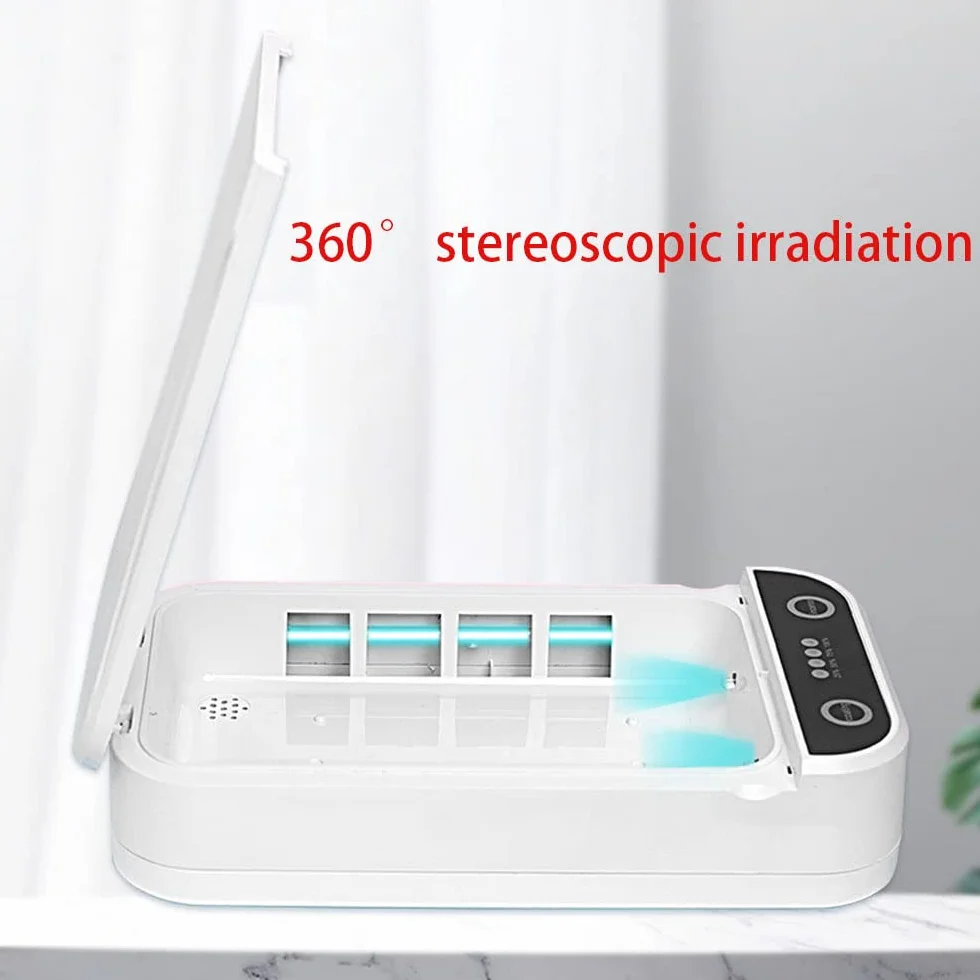 TopHomer UV Licht Desinfektionsmittel Box, Multifunktionale Handy Schlüssel Maske Reinigungsbox, Aromatherapie Funktion, USB Aufladen, Weiß