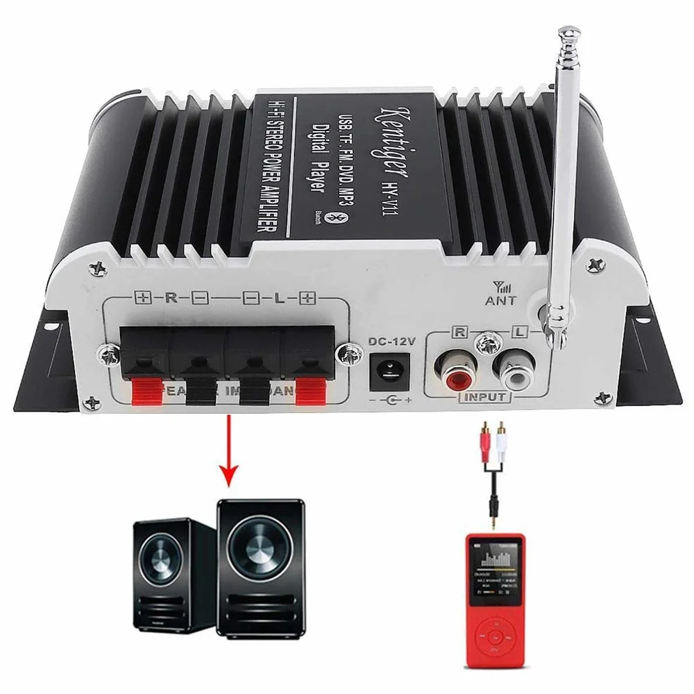 DollaTek Kentiger HY-V11 2CH Hi-Fi Bluetooth Auto Audio Verstärker FM Stereo Radio Player Unterstützung USB DVD MP3 Eingang für Auto Motorrad
