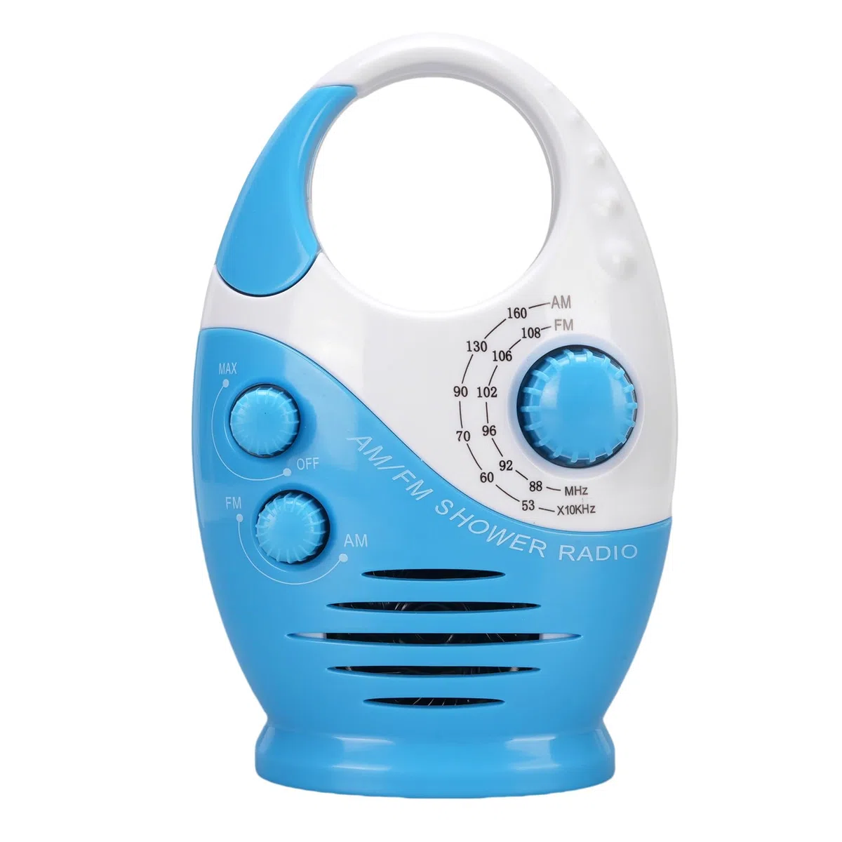 Tragbares Duschradio, Batteriebetriebener Tragbarer AM -FM -Taste -Lautsprecher mit Oberster Griff und Lautsprecher für Zuhause, Bad, Spritzsicher