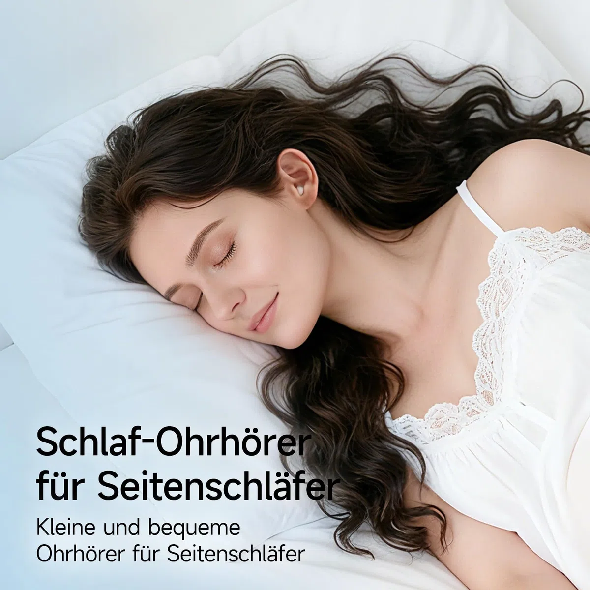 Schlafkopfhörer Bluetooth 6.0 – Mini Kabellose Kopfhörer zum Schlafen, Komfortabel & Leicht, Lang anhaltender Akku, Für Training, Arbeit & Reisen, Mit Leistungsanzeige（Weiß）