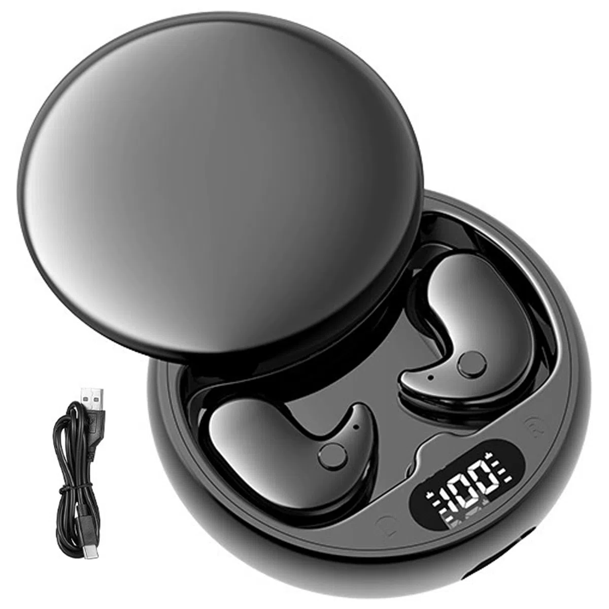 Visound Drift - Invisible Earbuds, Unsichtbare kabellose Schlaf-Ohrhörer, Weiche Schlaf Kopfhörer Ohrstöpsel, Mini Ohrhörer mit Geräuschunterdrückung, Bluetooth Kopfhörer für Schlaf, Sport (Schwarz)
