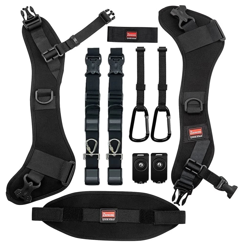 ZTO Ztowoto Kameragurt doppelten Schulter-Trageriemen Harness Quick Release Adjustable Dual-Kamera Haltegurt und Sicherheit Tether für DSLR SLR Kamera (ztowoto-1)