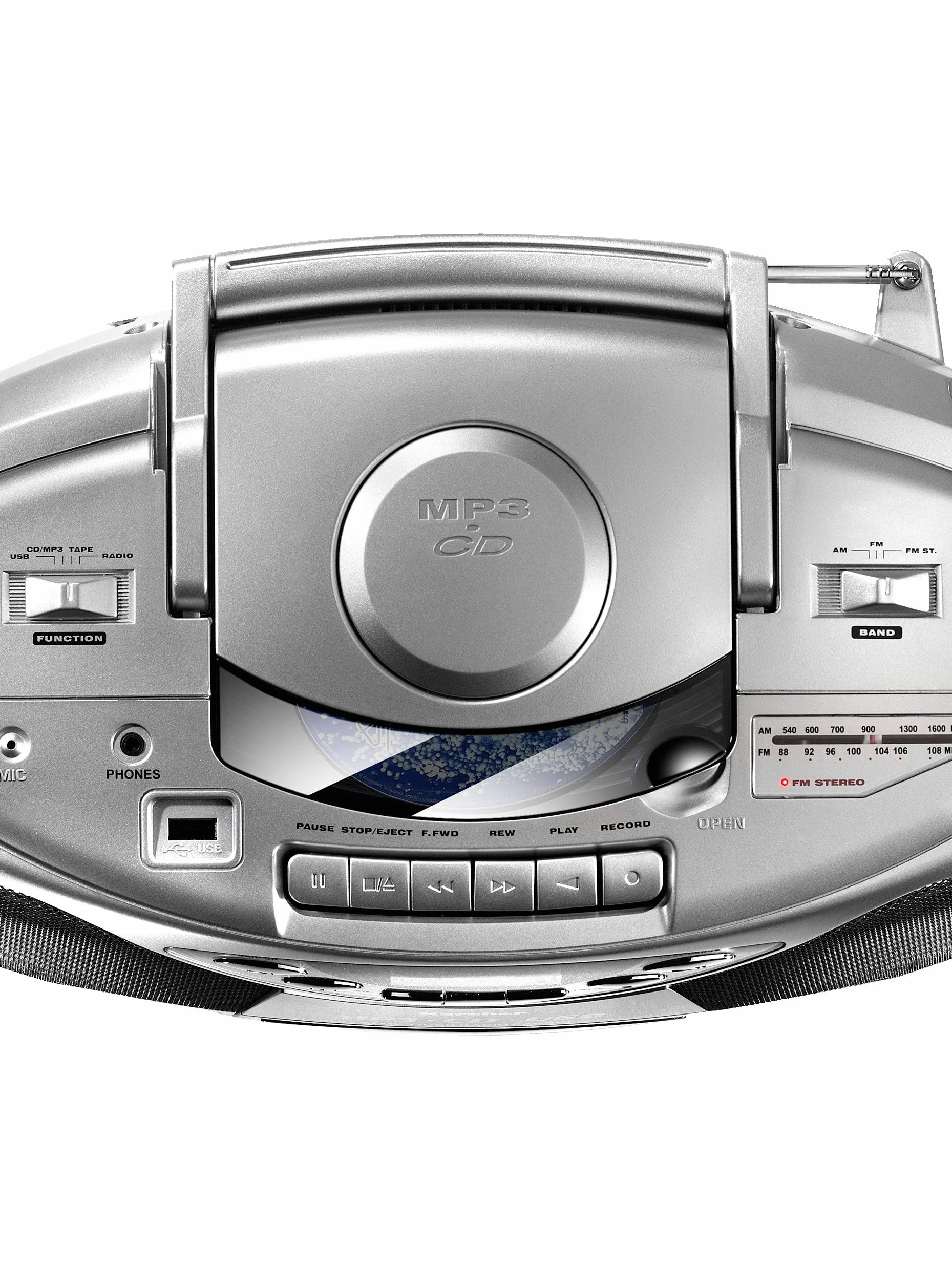 Karcher RR 510(N) - tragbares CD Radio (CD Player mit Kassette, FM Radio, Boombox, kleiner Kinder CD Spieler, MP3-Player, USB, Stereoanlage, Kompaktanlage, Batterie/Netzbetrieb)