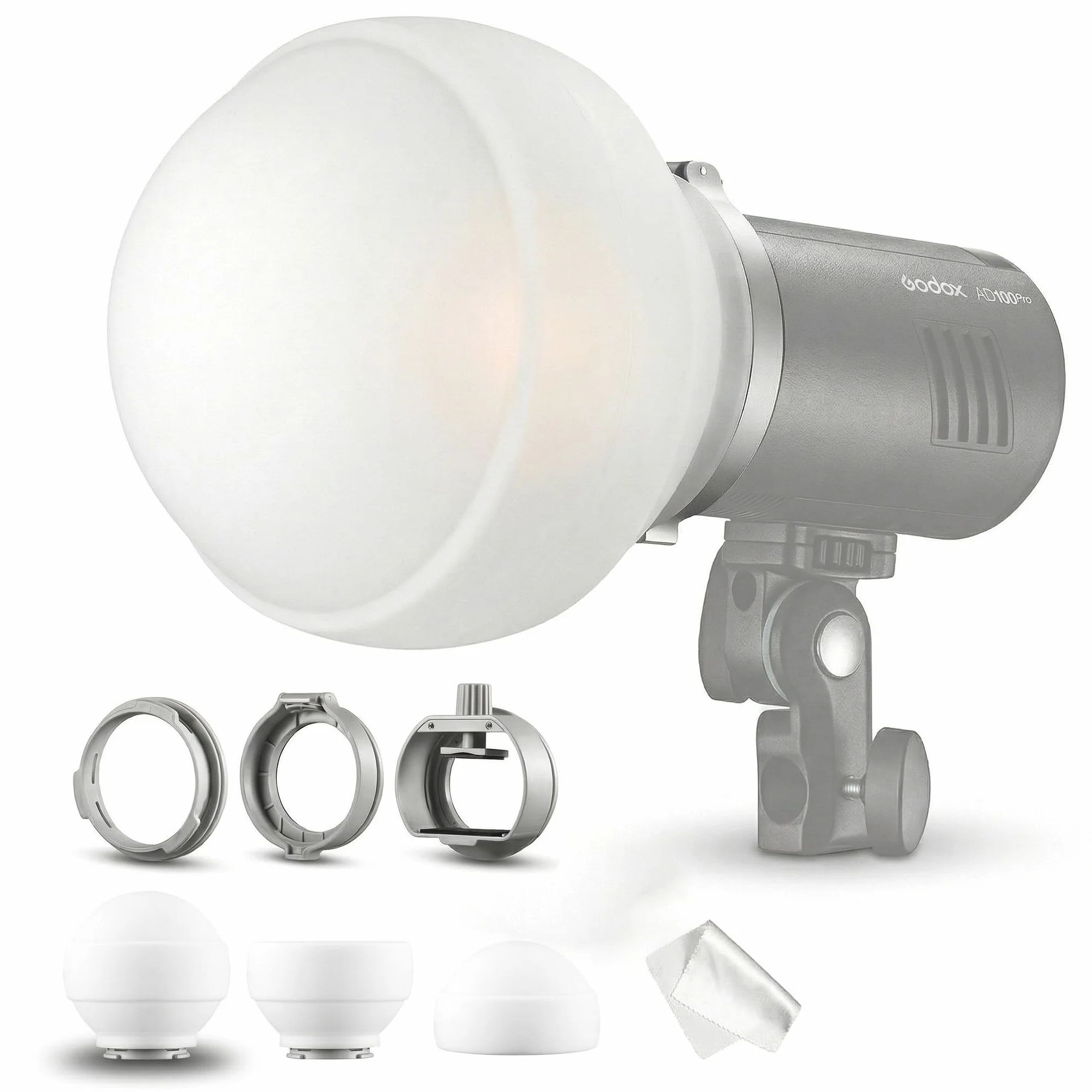 Godox ML-CD15 Soft Dome Diffuser Kit mit 3 Adaptern, kompatibel mit Godox V100, V1 Pro, AD200Pro II, AD100Pro, AD300Pro, AD400Pro, V860III, ML30, ML30Bi, ML100Bi, ML100R, ML60Bi, ML60IIBi und mehr