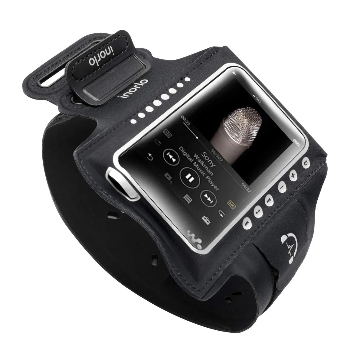 Sony Walkman NW-A55L NW-A105 NWA45 NW-A35 Laufarmband Schweißfestes Sportarmband mit Verlängerungsgurt/Kabelführung (Schwarz)