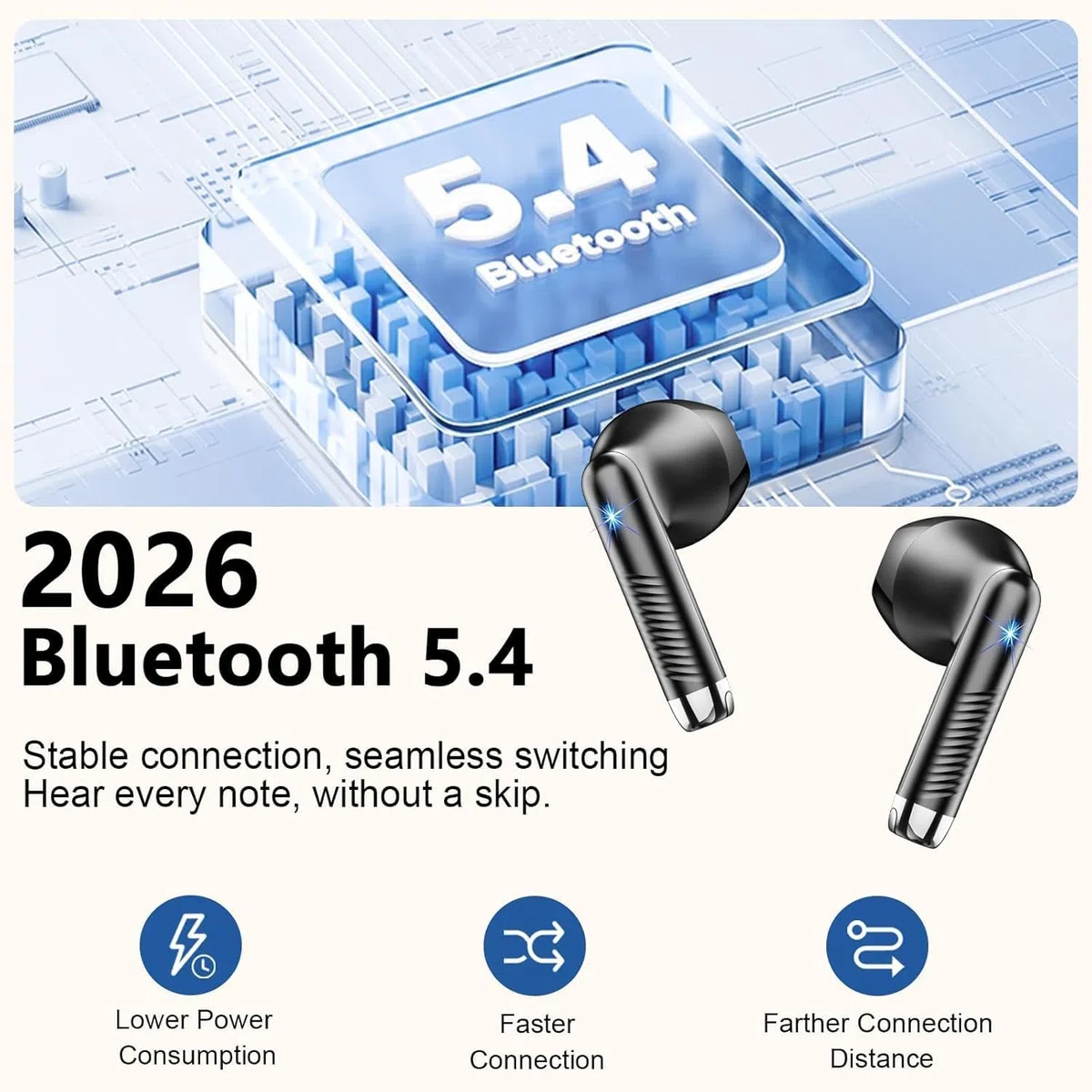 Kopfhörer Kabellos Bluetooth 5.4, 2026 Neu In-Ear Bluetooth Kopfhörer mit App EQ Steuerung, 6D Tiefer Bass/56H Kabellose Kopfhörer/6 ENC Noise Cancelling Ear Buds, IP7 Wasserdicht Ohrhörer Android iOS