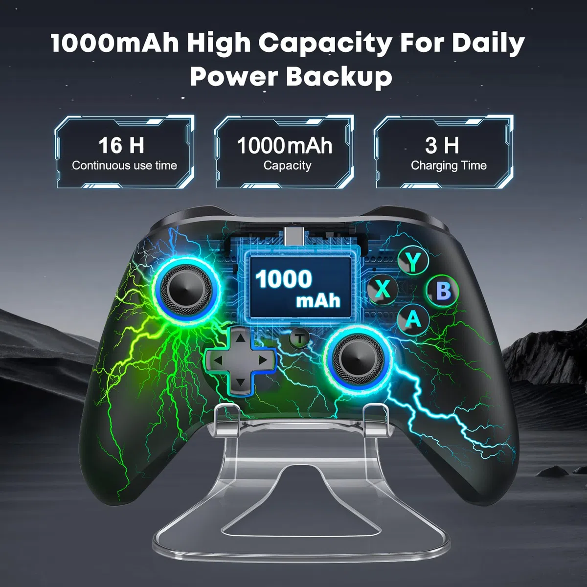 HELLCOOL Controller PC, 2.4GHz Wireless PC Controller mit Hall Trigger/Cooles RGB Licht/1000mAh, Gaming Controller Kompatibel mit PC/Switch/Handy/Tablet