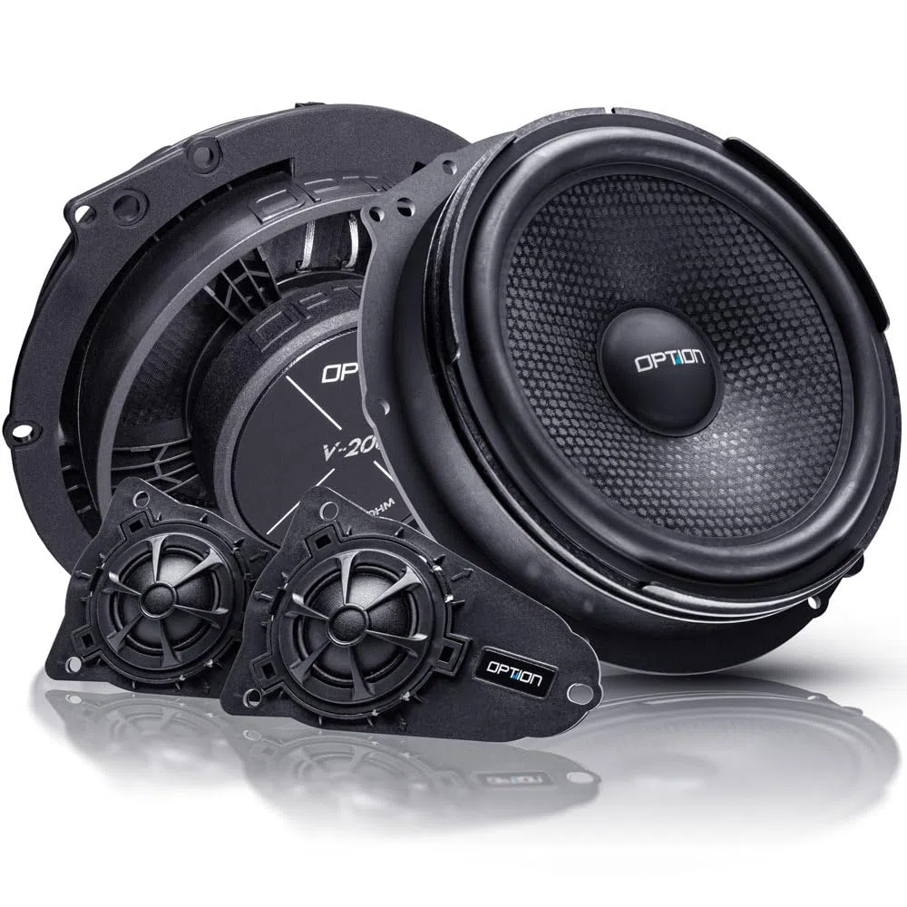 OPTION AIR Front Lautsprecher-System kompatibel mit VW T5/T6-100% Plug & Play System - 2-Wege Komponenten-System - 100 Watt RMS, 91 dB Wirkungsgrad