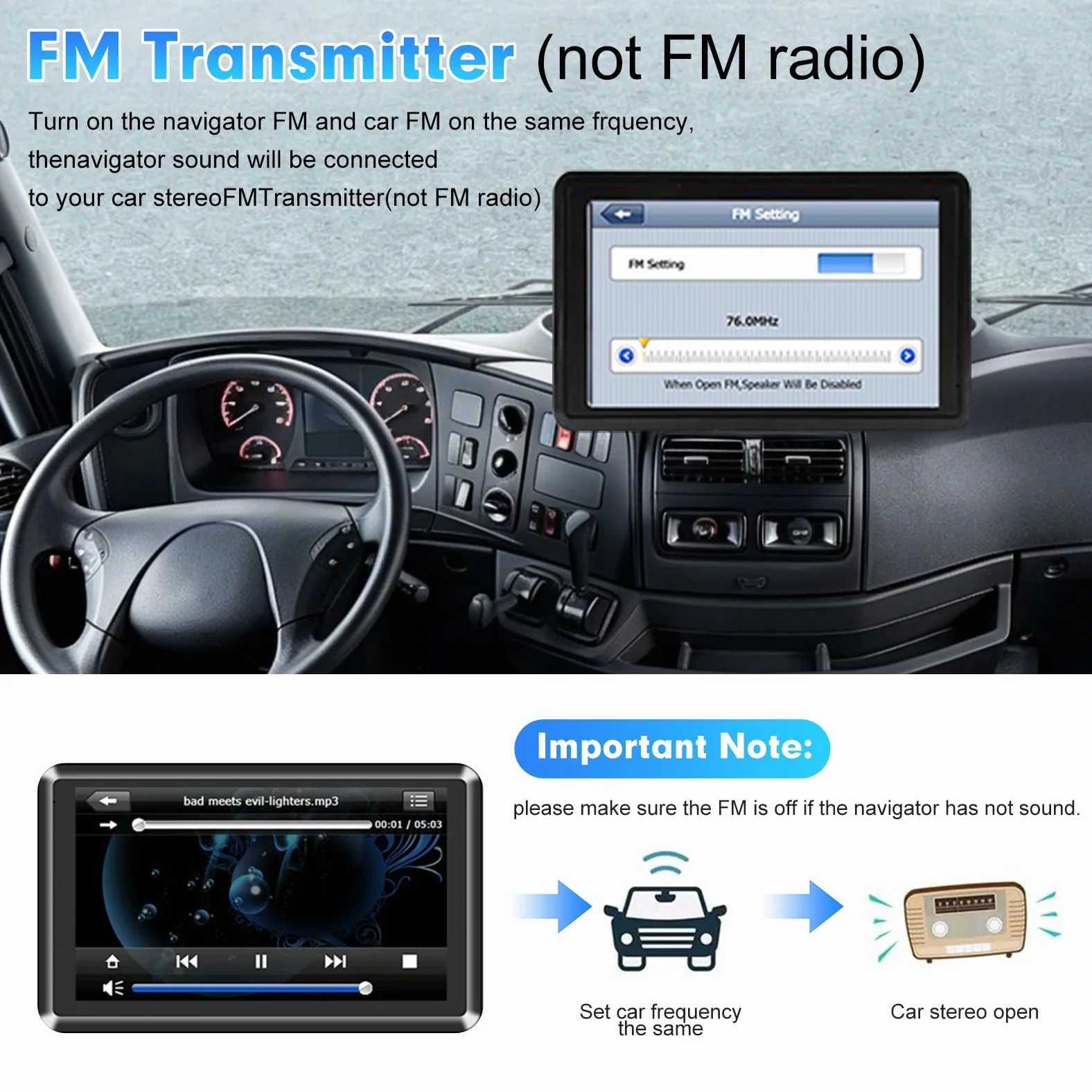 5 Inch GPS Navigation for Car & Truck, Portable Navi mit Europa Offline-Karten, Lebenslange kostenlose Kartenupdates, Blitzerwarnung, Sprachführung, FM-Transmitter, Postleitzahl-Suche, Touchscreen