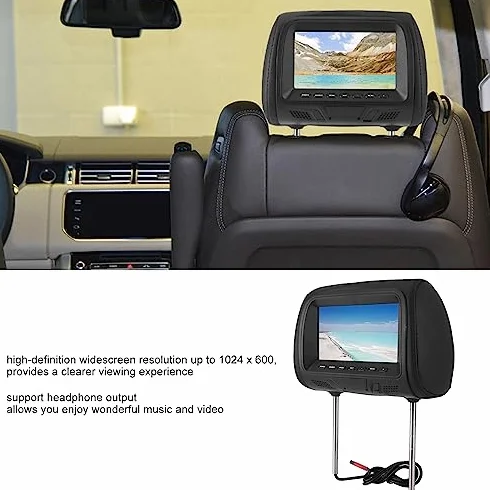 DVD Player für Auto Kopfstütze, 7 Zoll Auto Kopfstütze Monitor Fernseher für Kinder Tragbarer Auto TV DVD-Player mit Kopfstützenhalterung Unterstützung von 1080P-Video