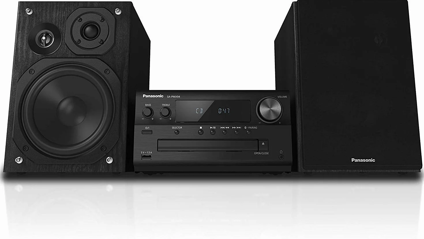 Panasonic SC-PMX94EG-K Micro HiFi System (120 W RMS, Digital DAB+, CD, UKW , Bluetooth, USB, AUX) schwarz, Einheitsgröße