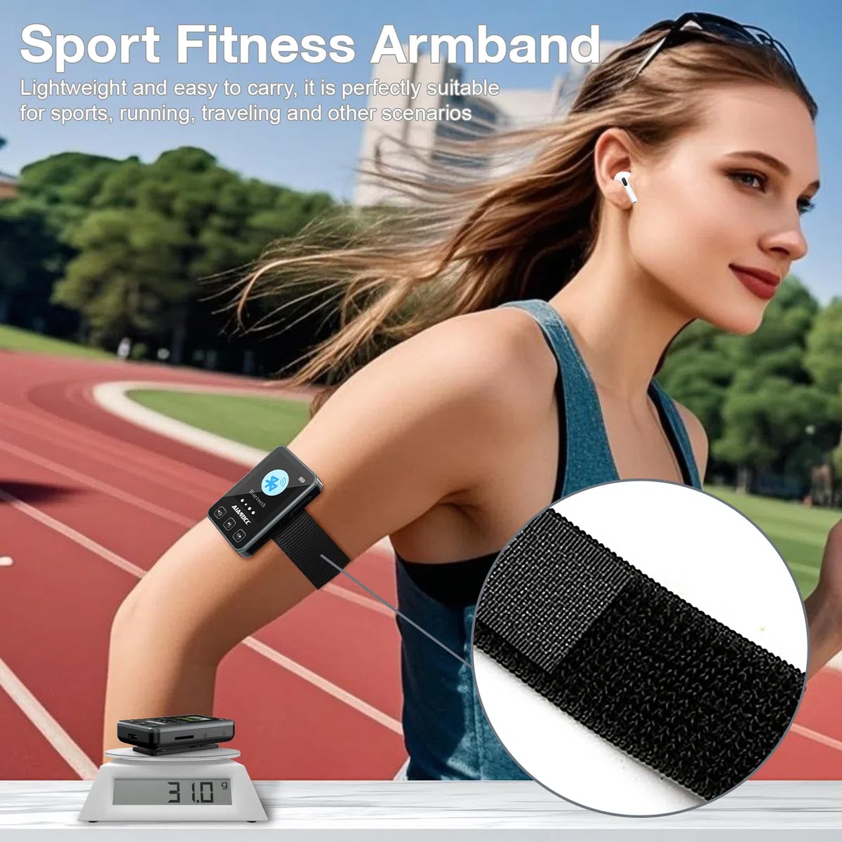 MP3 Player Bluetooth 5.3 mit Sport Clip und Sportarmband, mp3-player mit 1,77 Zoll TFT Farbbildschirm, Mp3 Player mit Kopfhörer, Unterstützt bis 128GB SD Karte, Schwarz
