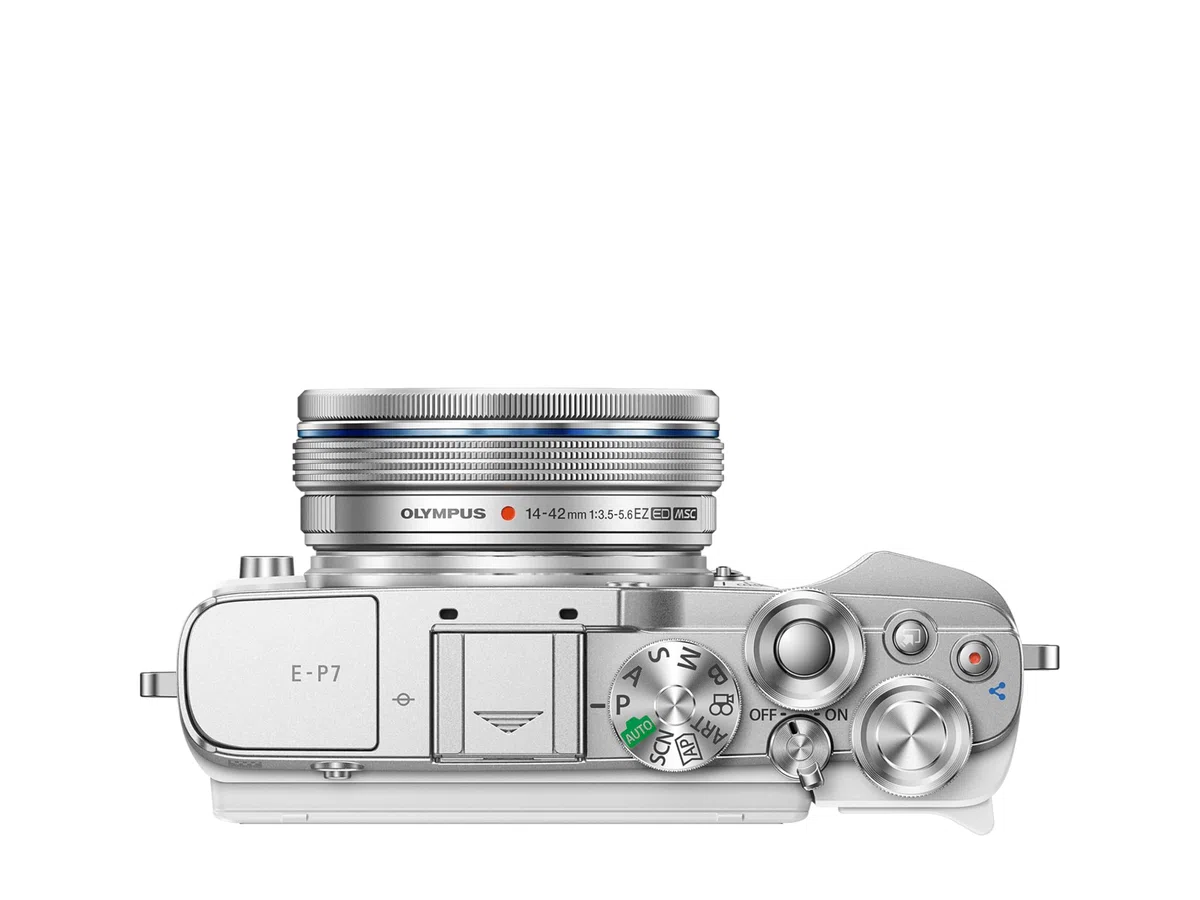 Olympus Pen E-P7 Kamera-Kit, 20-MP-Sensor, neigbarer HD LCD-Bildschirm, 4K-Video, Wi-Fi, Farb- und Monochromprofilsteuerung, weiß, inkl. M.Zuiko Digital ED 14-42mm EZ Silber