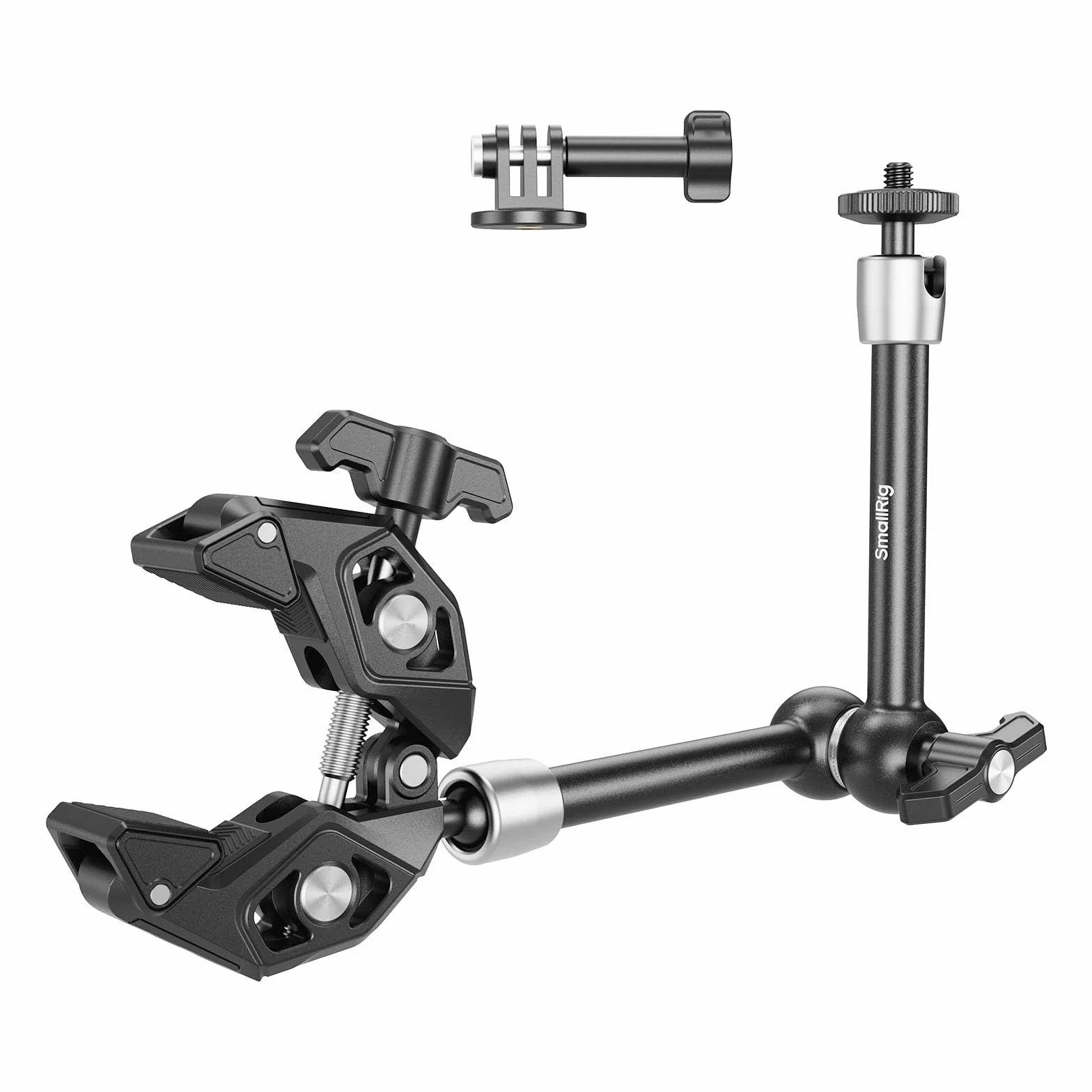 SMALLRIG Magic Arm Super Clamp, Kamerahalterung mit Superklemme, mit 1/4"-20 Schraube & Gewindebohrung für Kamera Licht Monitor Webcam Action Kamera für GoPro für Insta360, Traglast von 1,5 kg - 4454