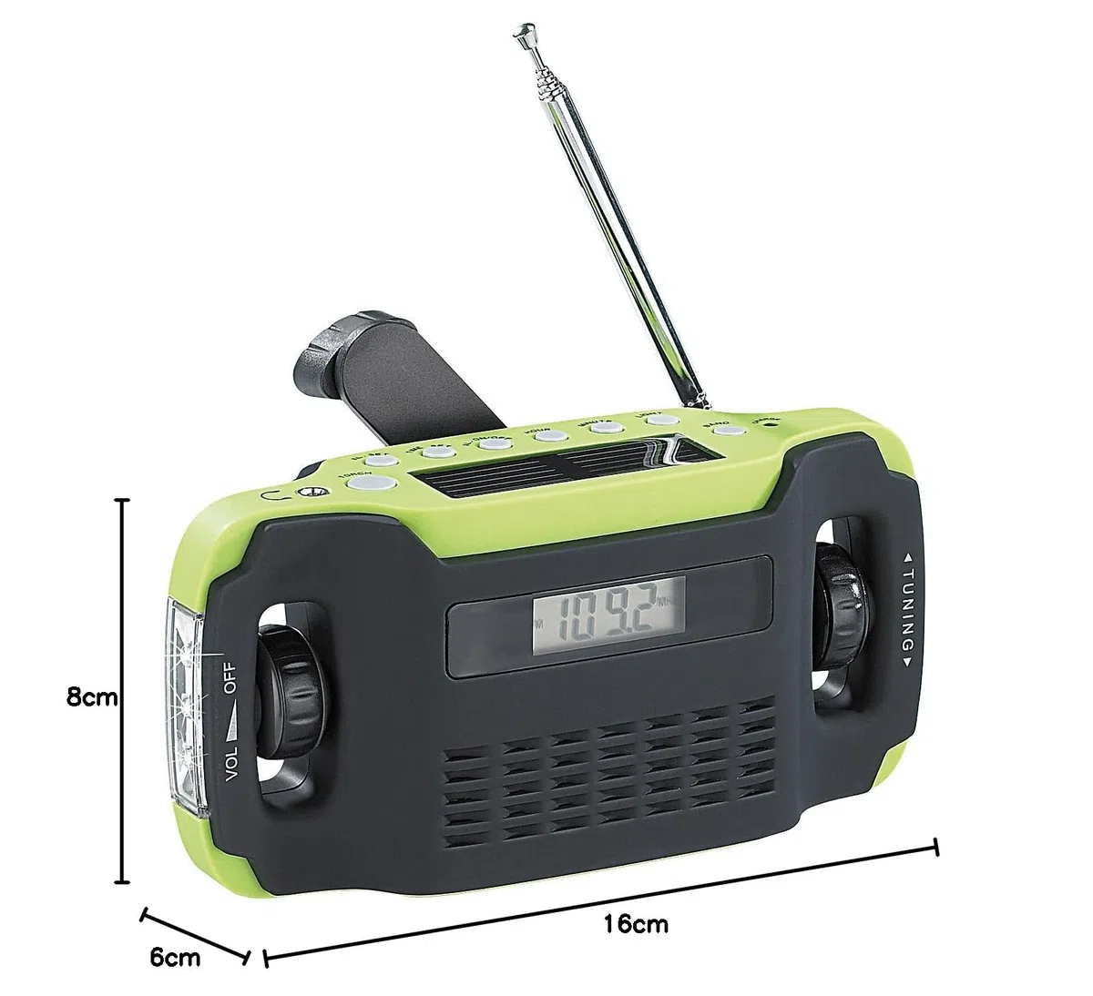 infactory Kurbelradio: Solar- und Dynamo-Kurbel-Radio mit LED-Licht, LCD-Display (Dynamoradio, Notfallradio mit LED-Lampe, Mini)