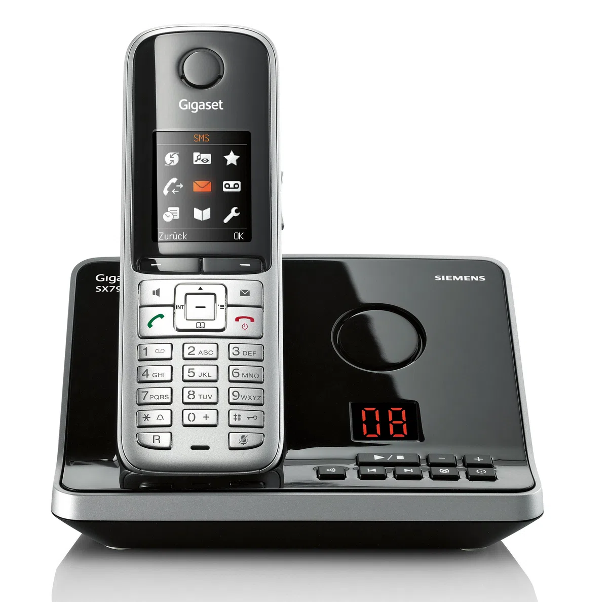Gigaset SX795 ISDN Schnurlostelefon (4.32 cm (1.8 Zoll) TFT-Farbdisplay, Freisprechfunktion, 3-fach Anrufbeantworter) stahlgrau